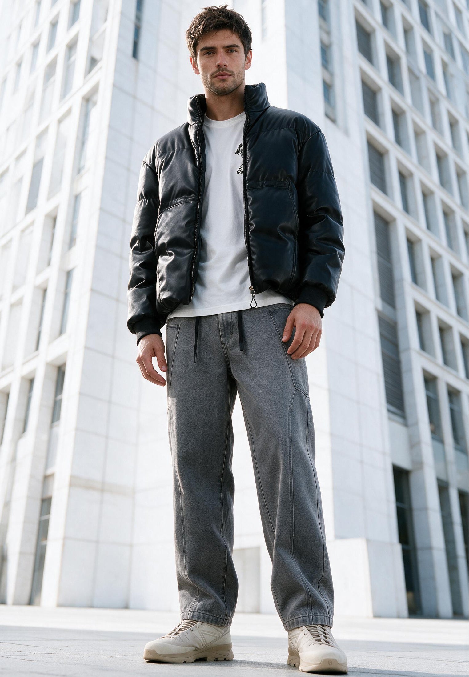 PU PUFFER JACKET BLACK