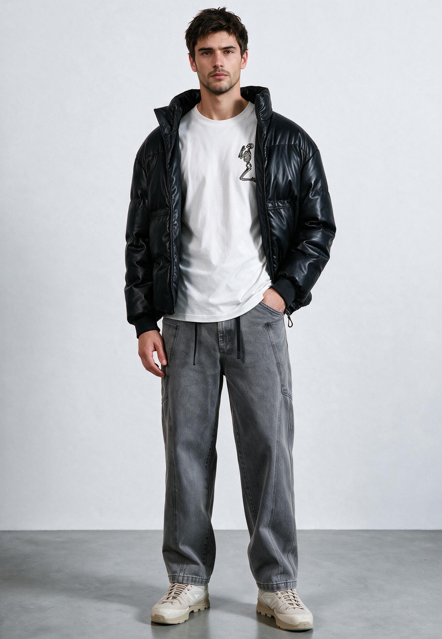 PU PUFFER JACKET BLACK