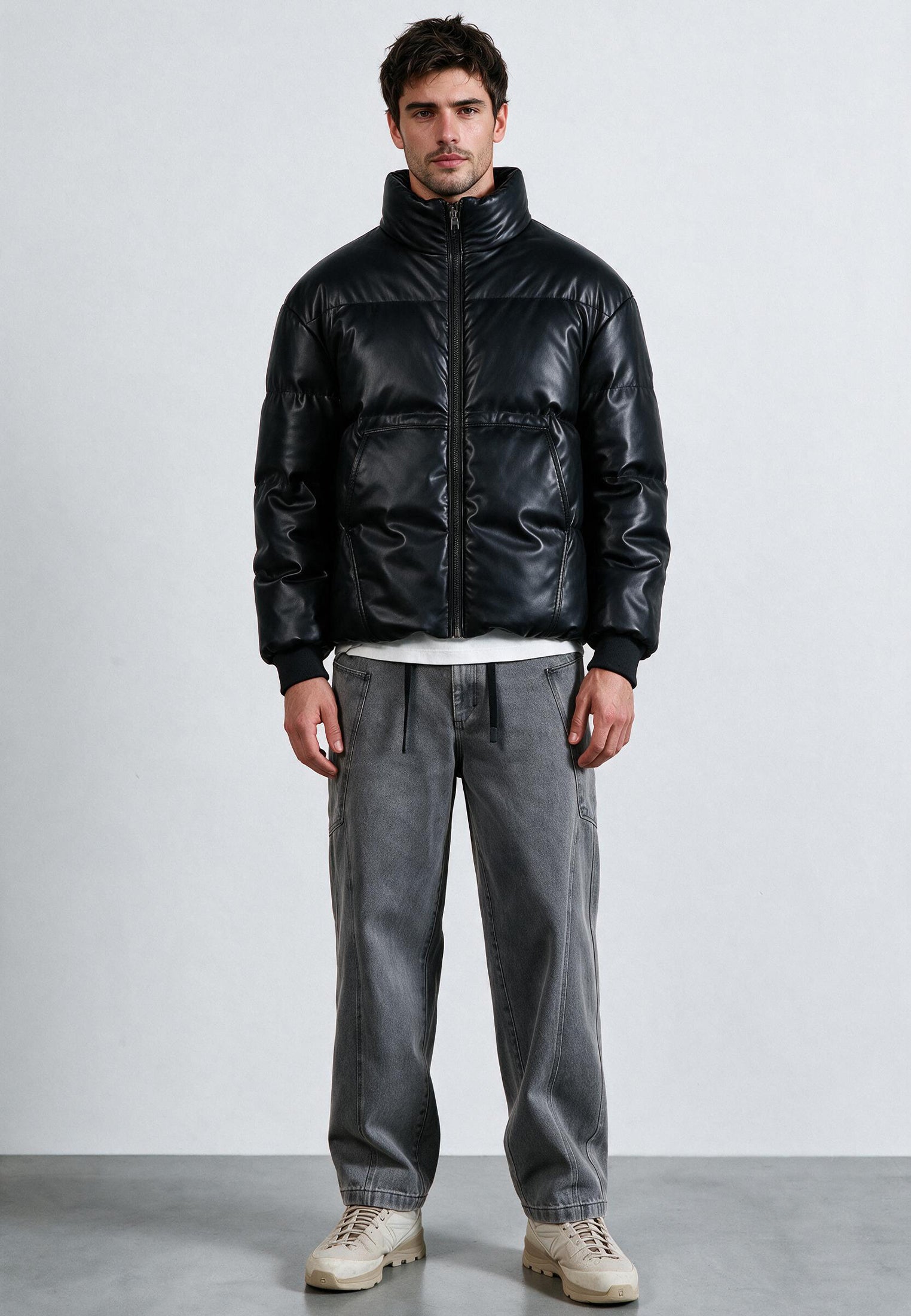 PU PUFFER JACKET BLACK