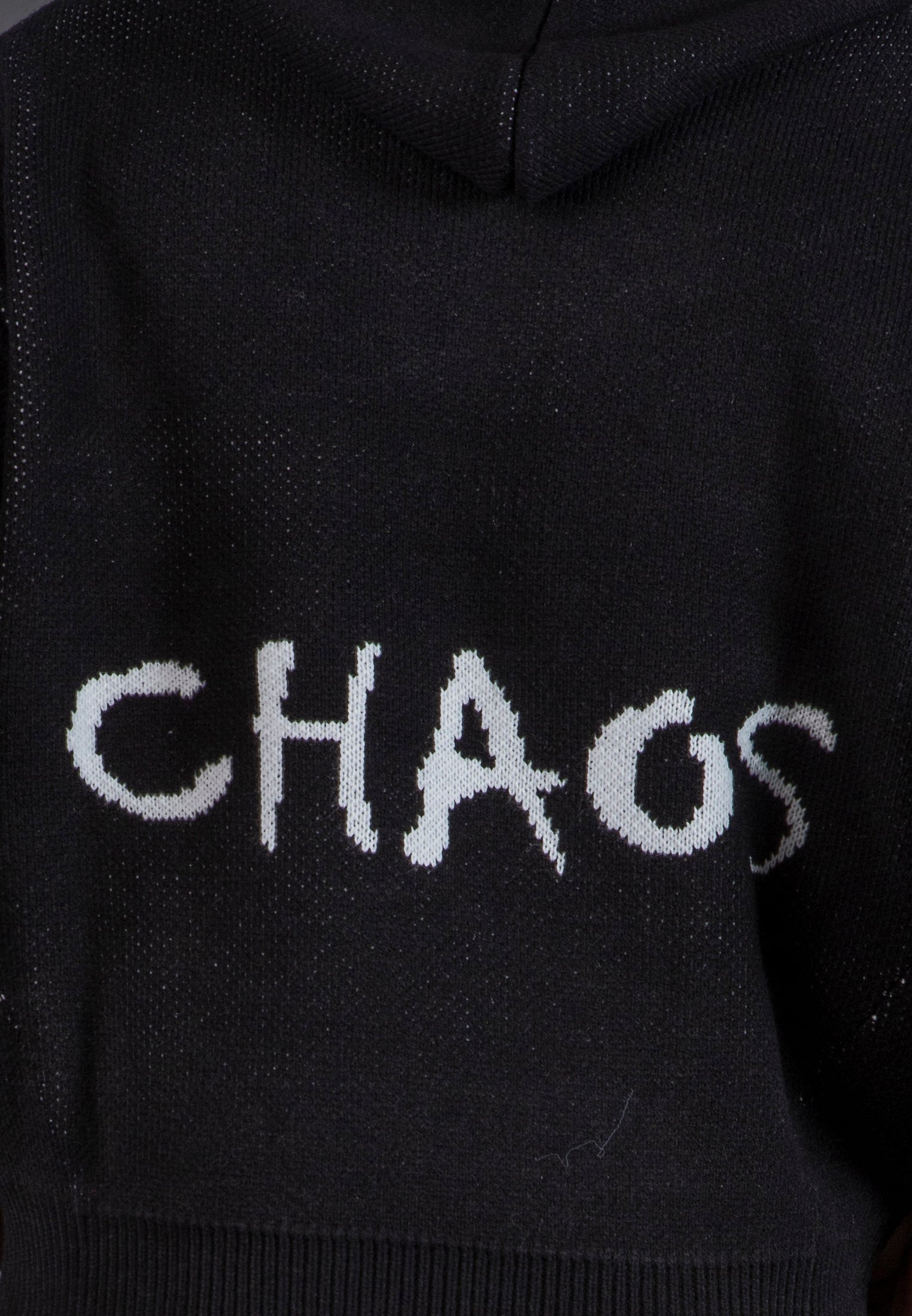 CHAOS KNIT HOODIE BLACK