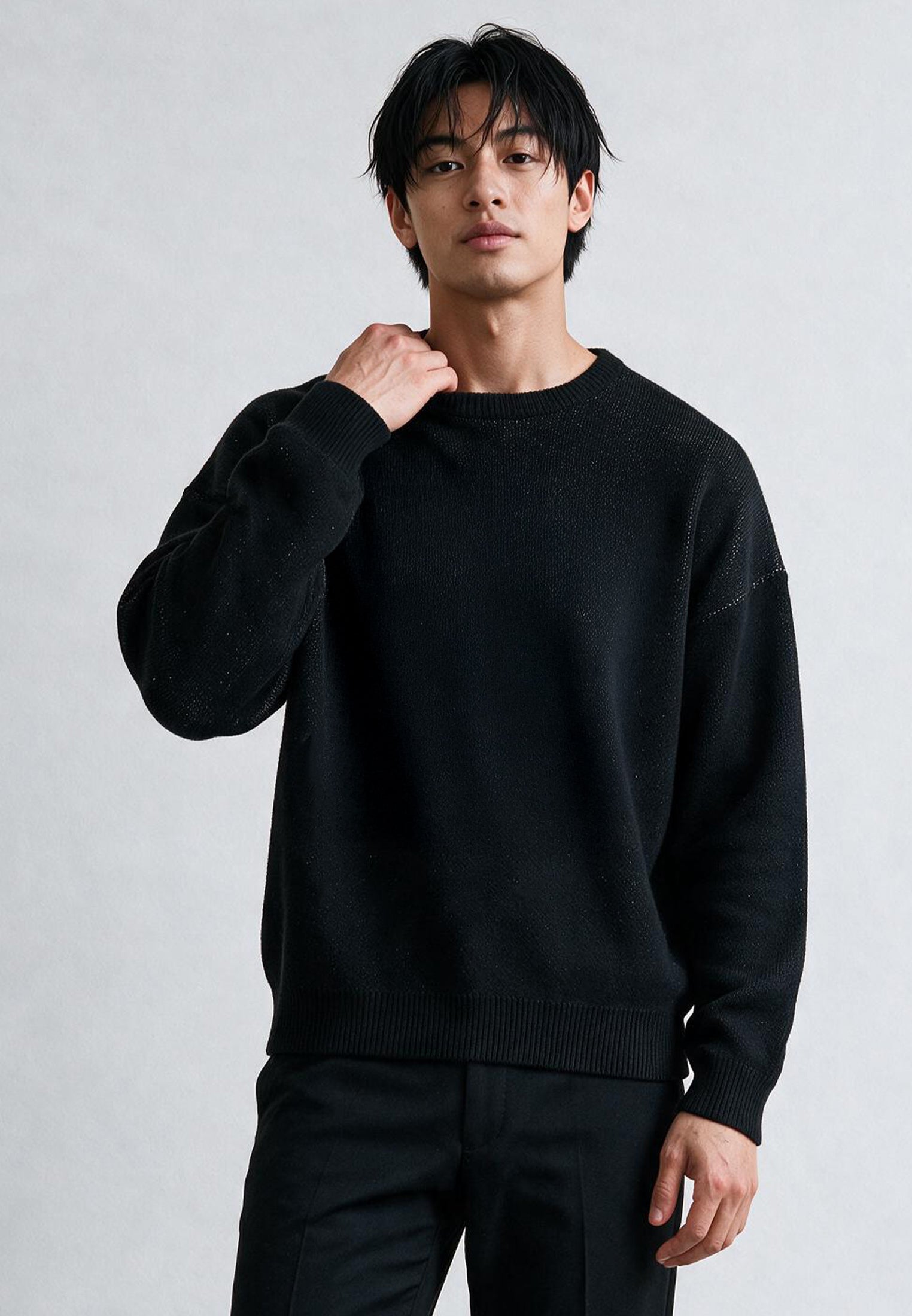 SKULL ANTARSIA KNIT BLACK