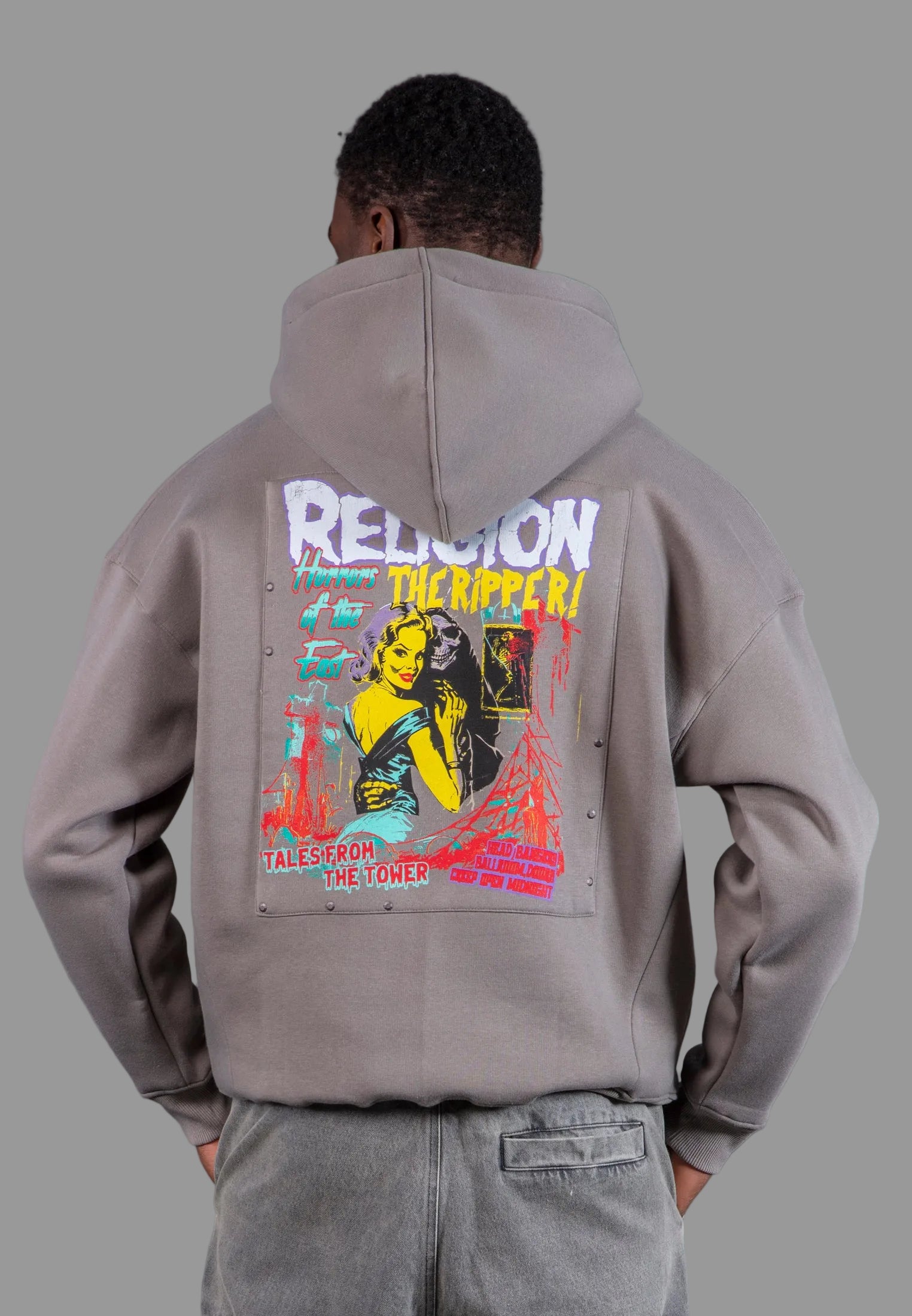 RELIGION Acid Ripper Grey Hoodie