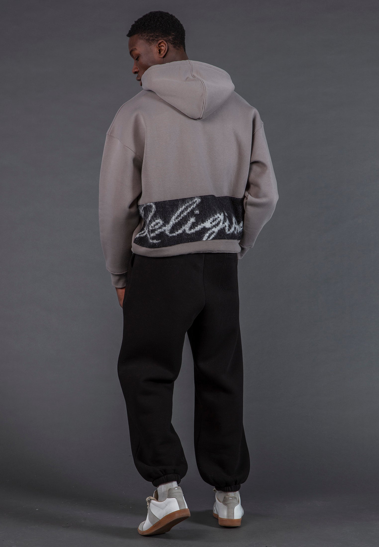 KNITTED RELIGION HOODIE CEMENT GREY