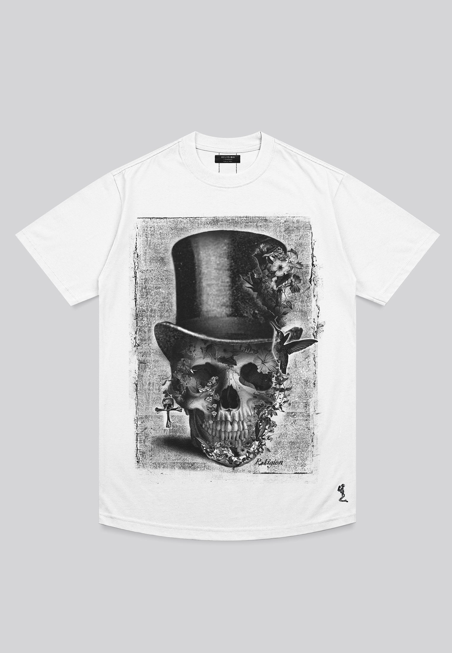 TOP HAT CURVED HEM T-SHIRT WHITE