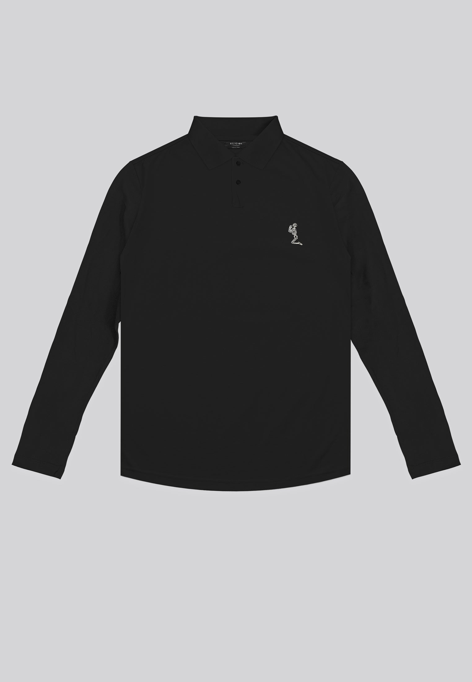 CURVED HEM LS BLACK POLO