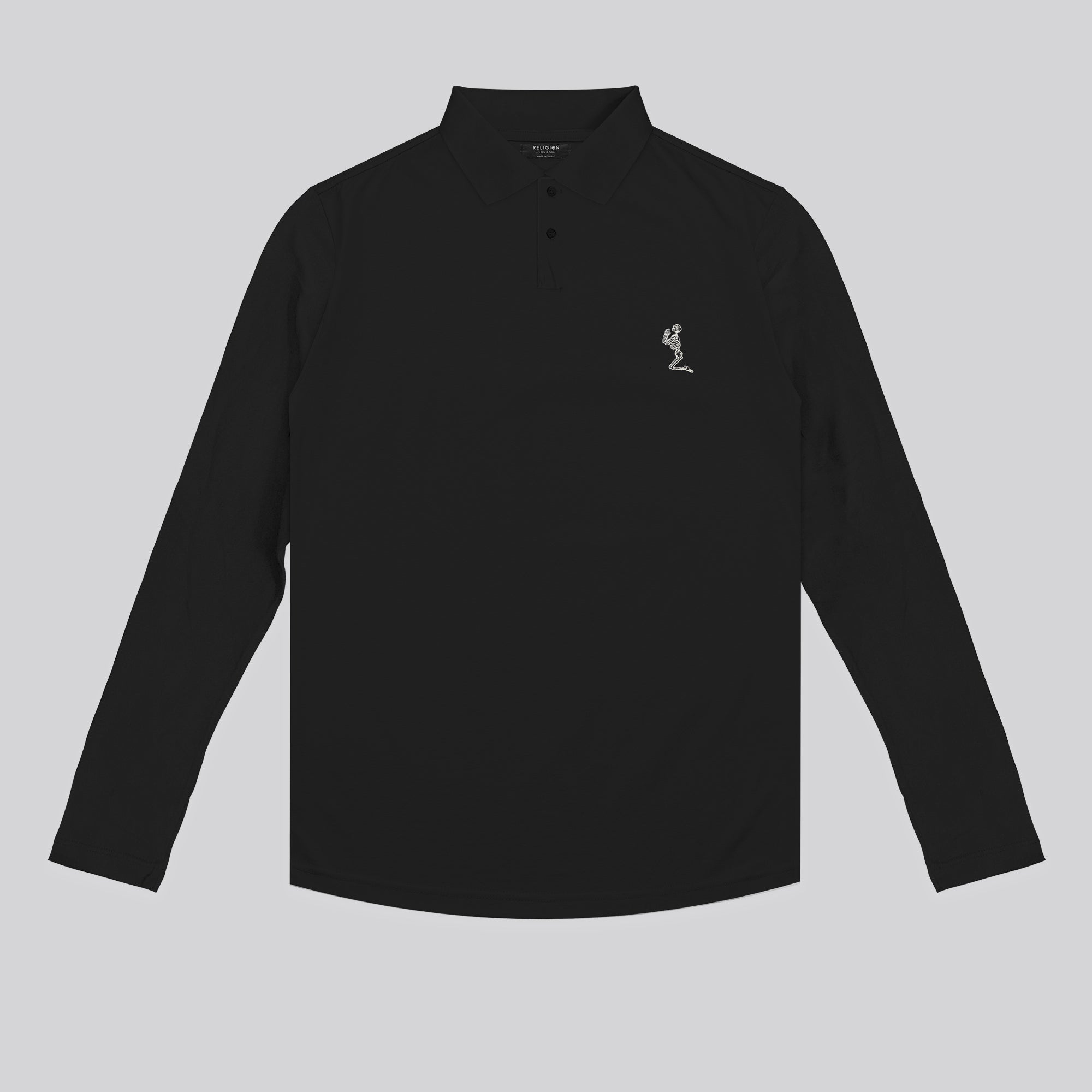 CURVED HEM LS BLACK POLO