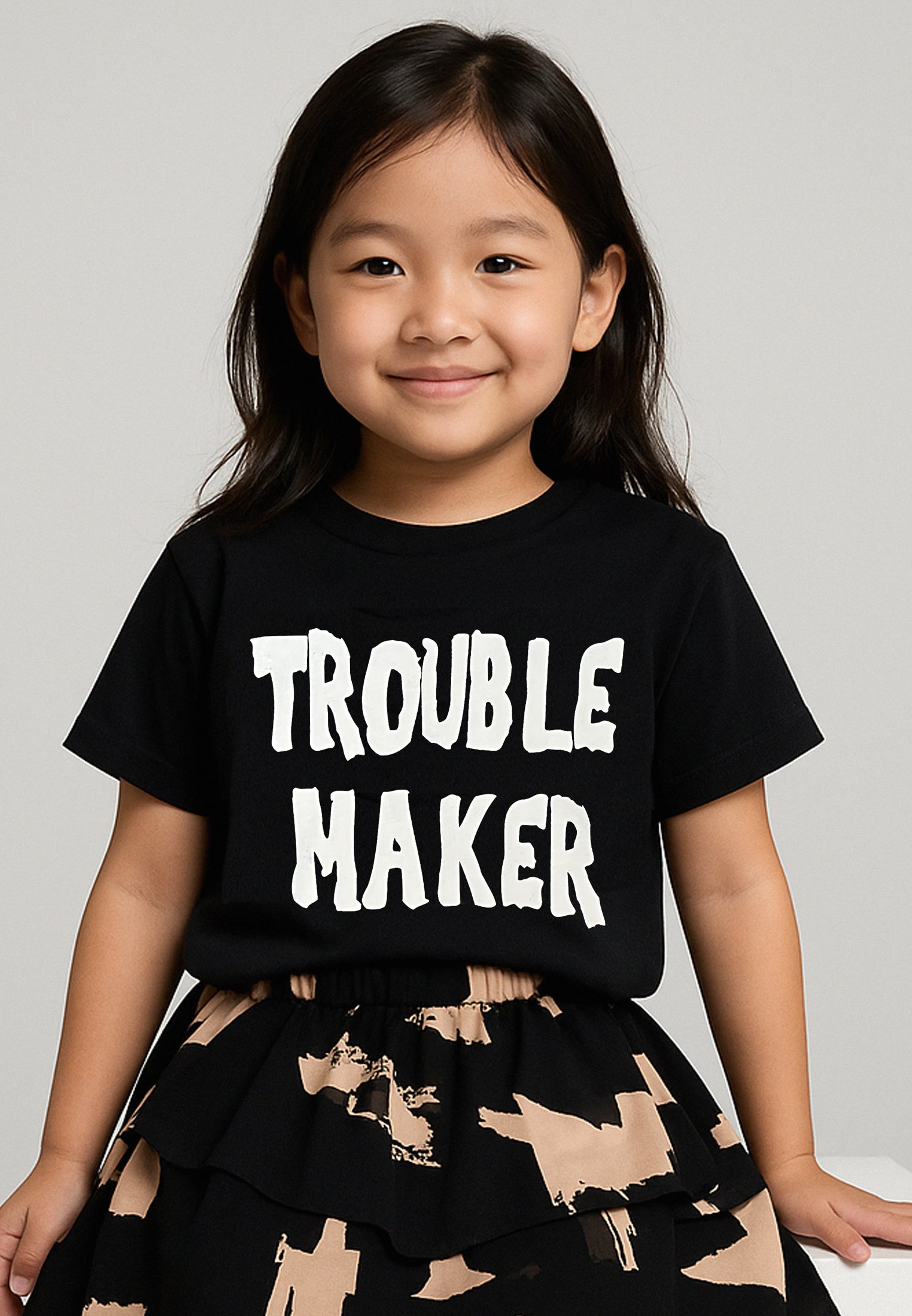 TROUBLE MAKER GIRLS T-SHIRT BLACK