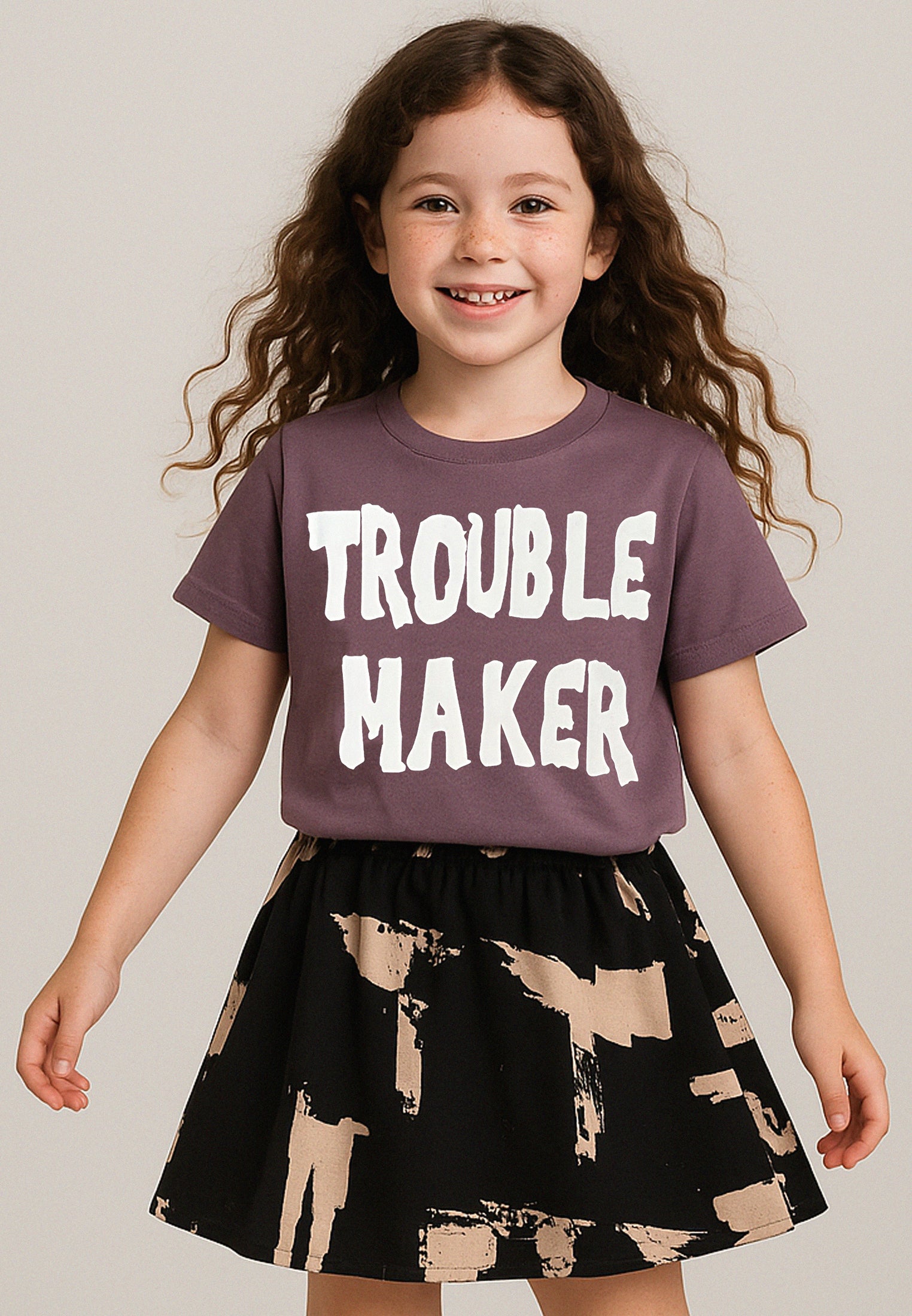 TROUBLE MAKER GIRLS T-SHIRT MAUVE