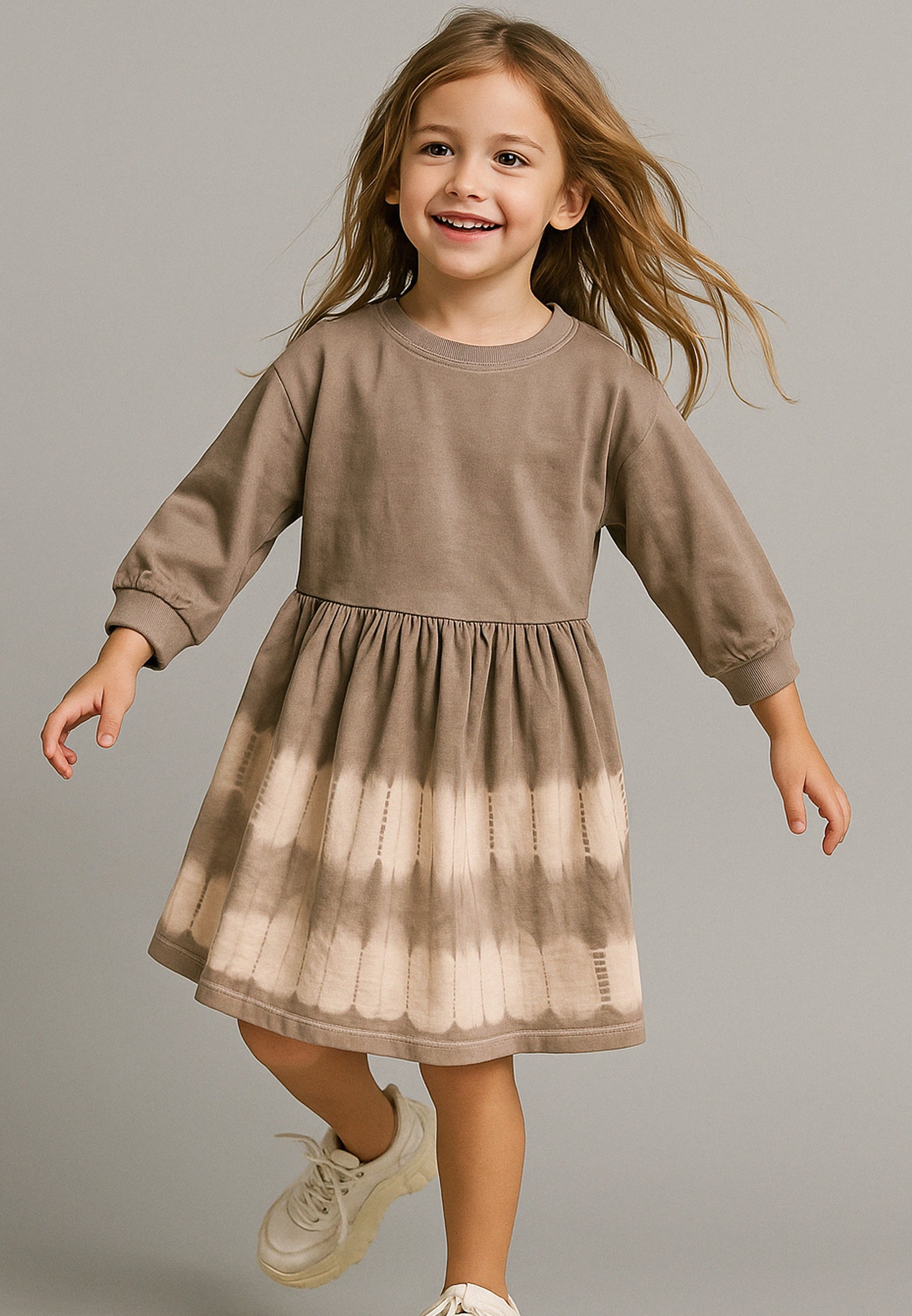 EMMY DRESS TAUPE & GREY