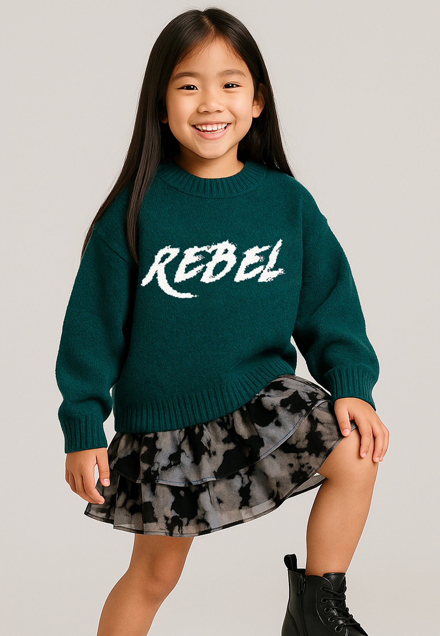 GIRLS REBEL JUMPER FOREST GREEN