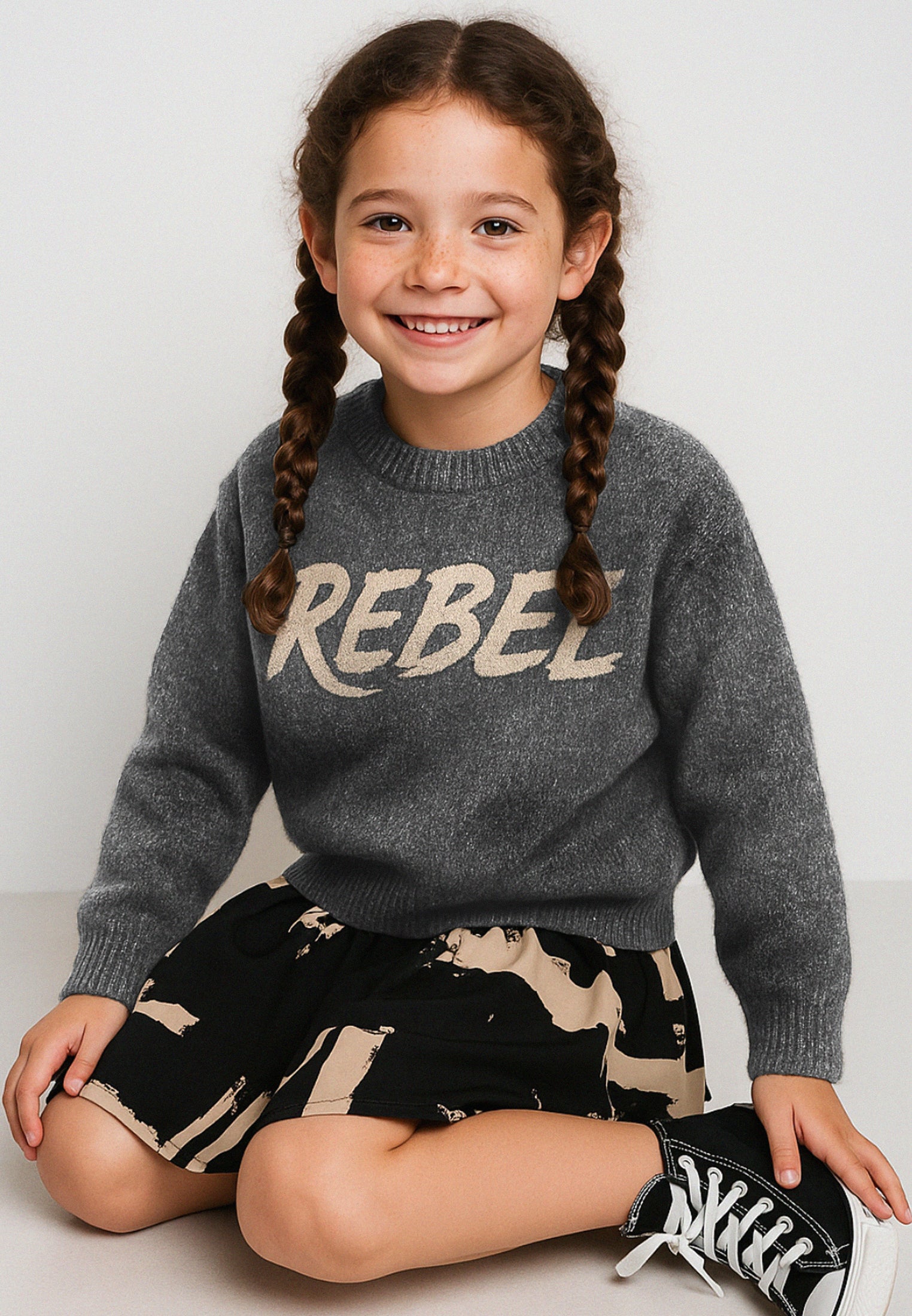 GIRLS REBEL JUMPER CHARCOAL