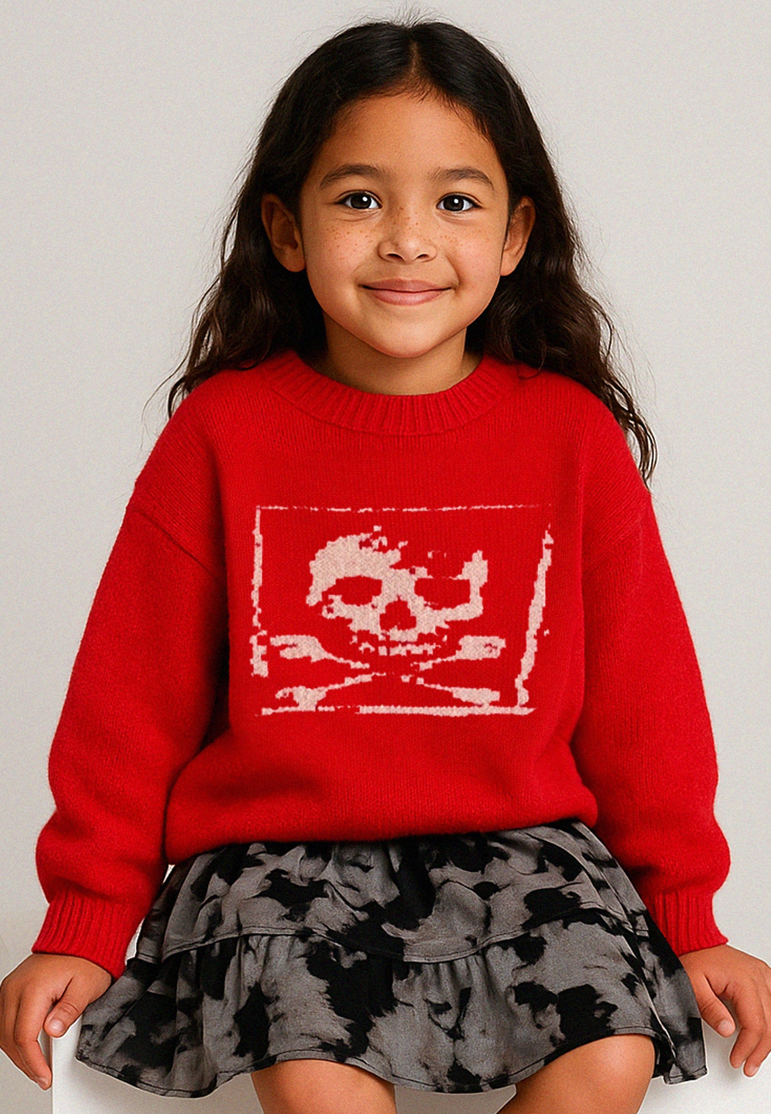 GIRLS SKULLY JUMPER RED