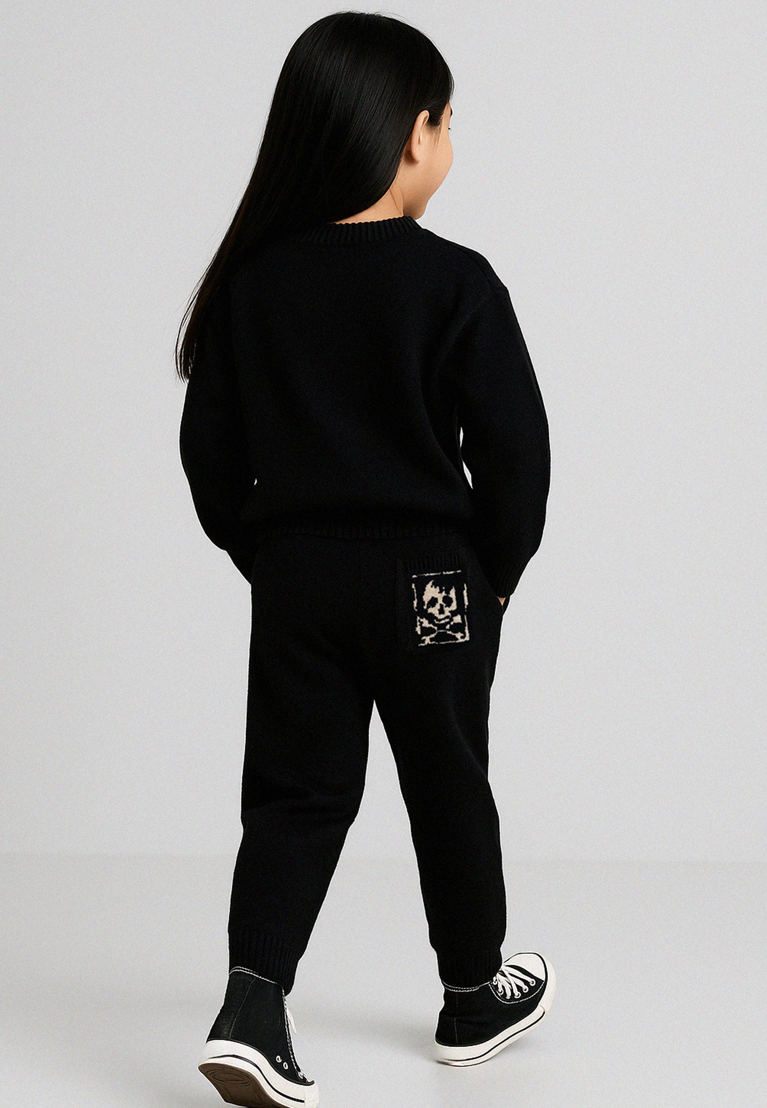 GIRLS SKULLY LOGO PANTS BLACK