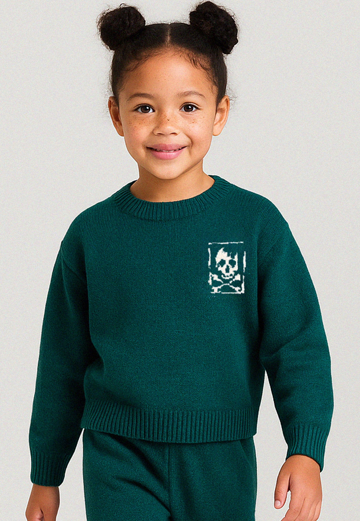 GIRLS SKULLY LOGO JUMPER FOREST GREEN