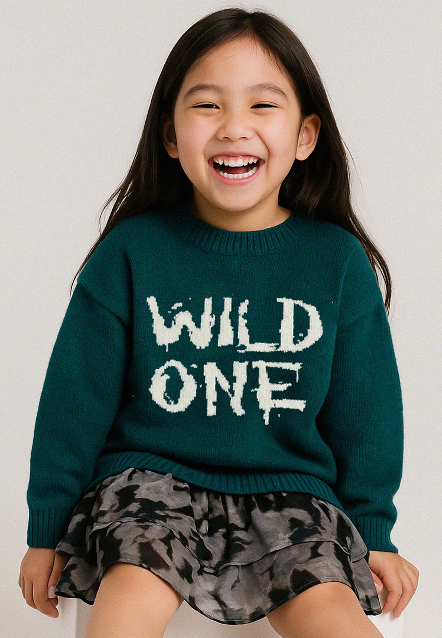 GIRLS WILD ONE JUMPER FOREST GREEN