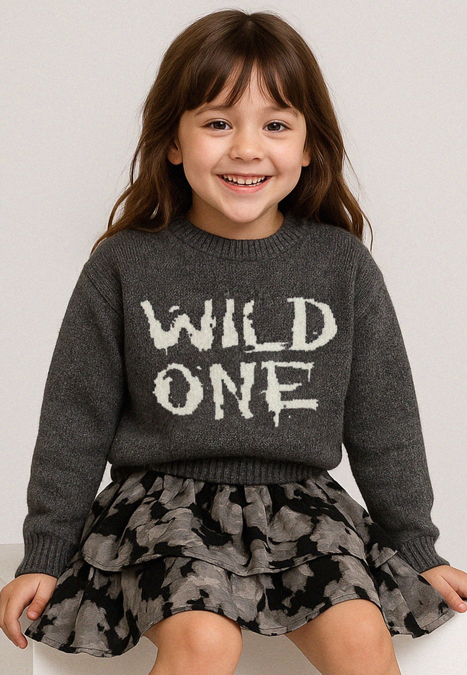 GIRLS WILD ONE JUMPER CHARCOAL