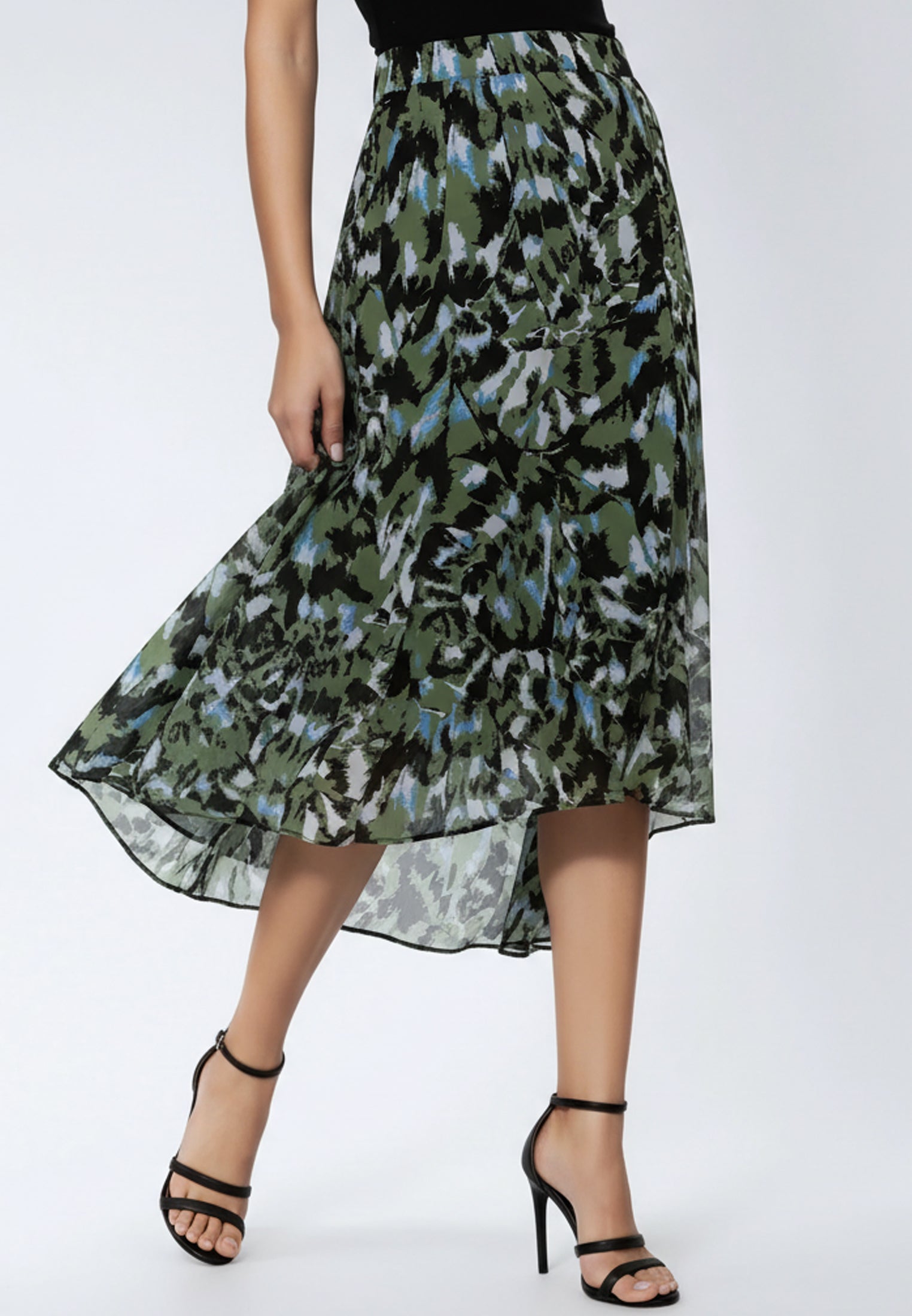 GALLANT SKIRT GREEN&BLACK PRINT