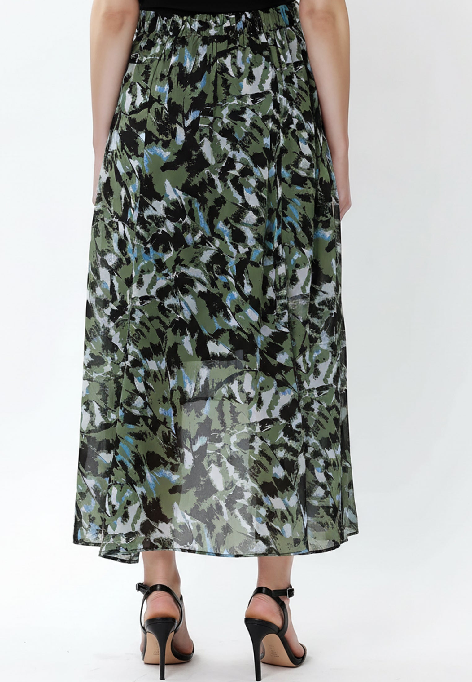 GALLANT SKIRT GREEN&BLACK PRINT
