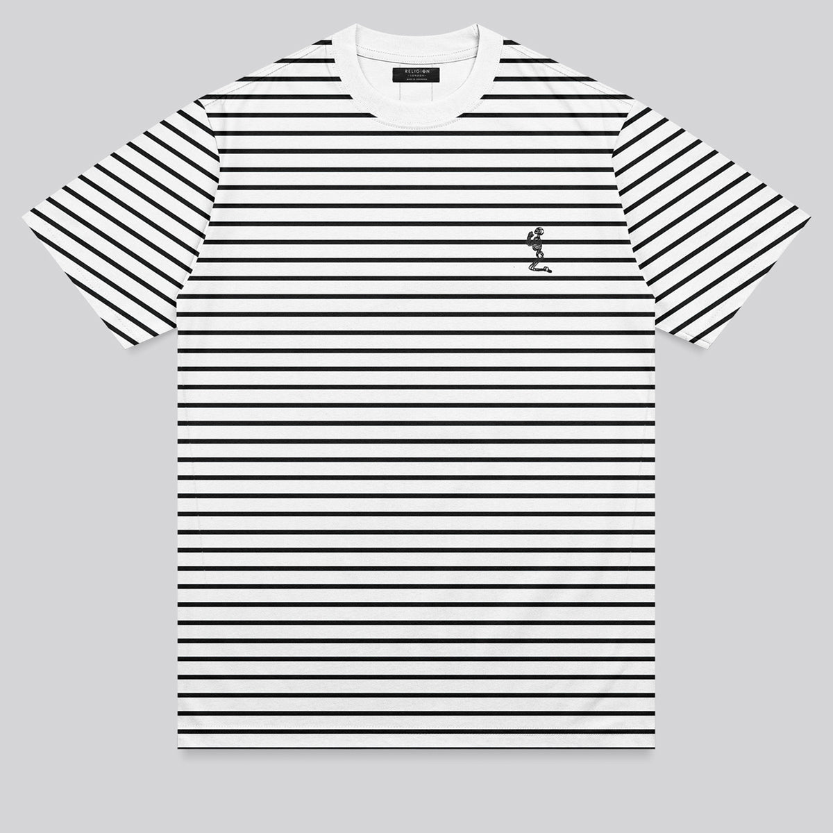 STRIPE T SHIRT WASHED BLACK