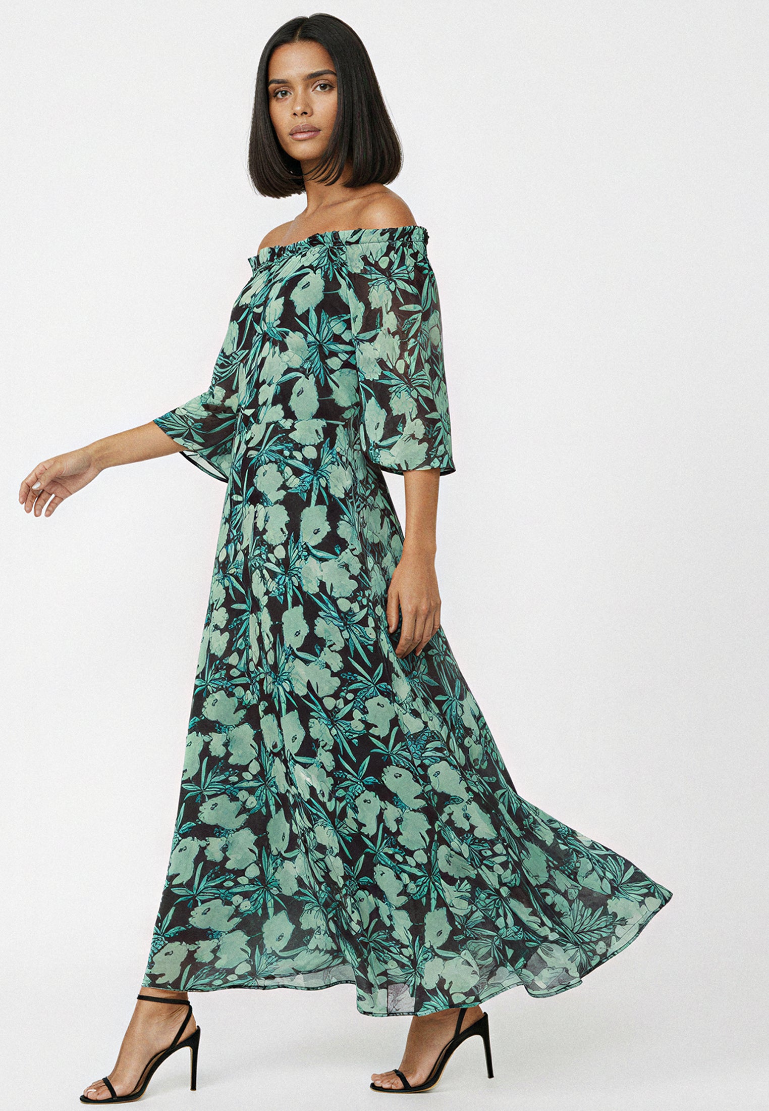 LOVELY OFF THE SHOULDER DRESS PRIME GREEN