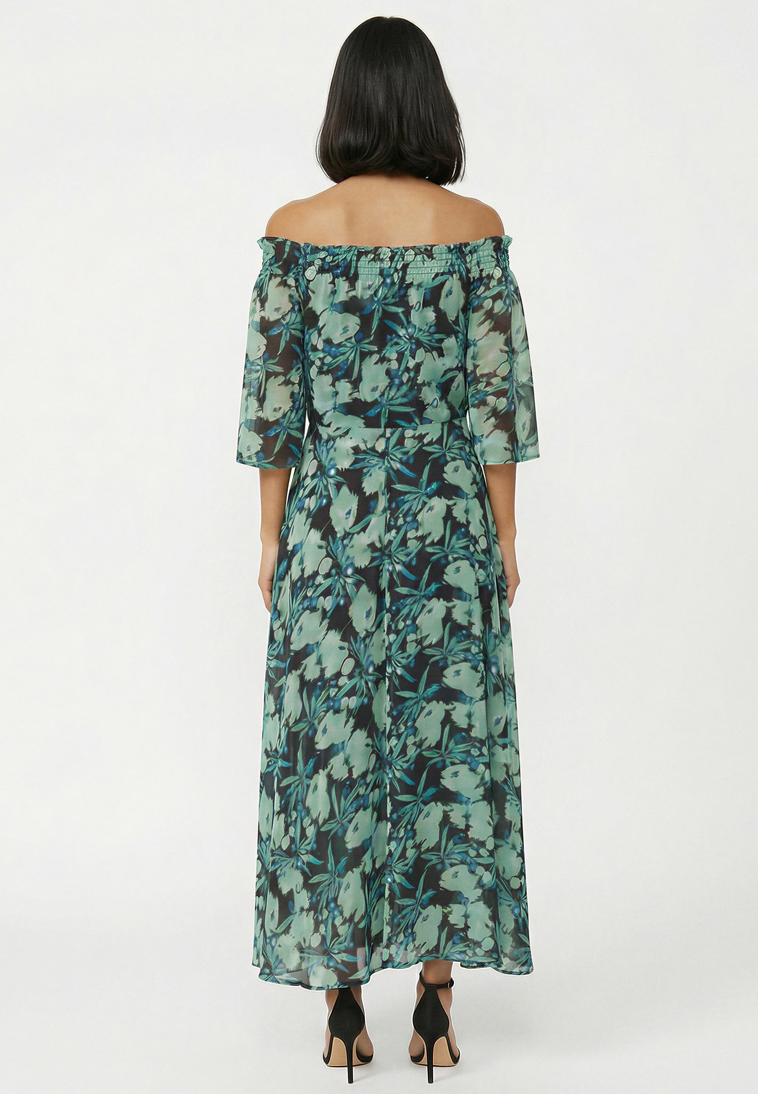 LOVELY OFF THE SHOULDER DRESS PRIME GREEN