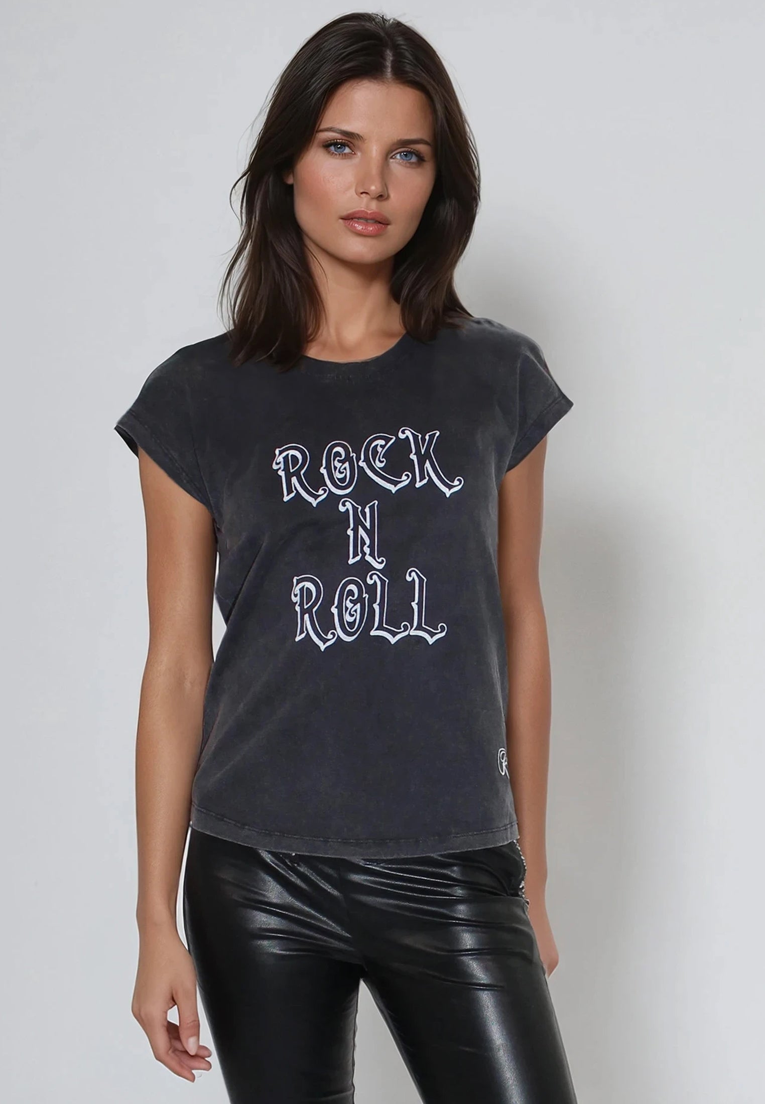 SPLIT SHOULDER T-SHIRT VINTAGE BLACK