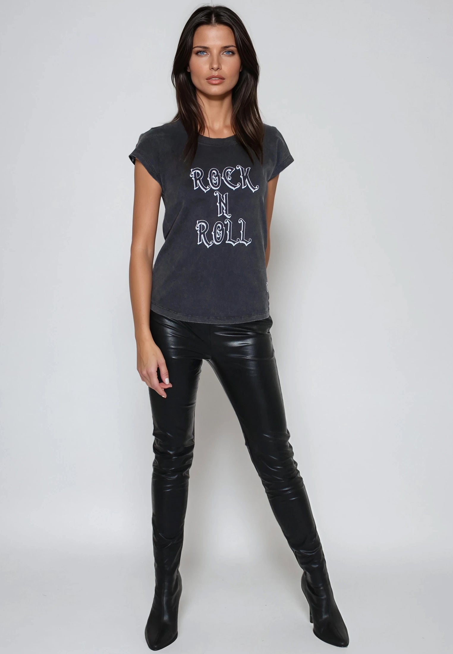 SPLIT SHOULDER T-SHIRT VINTAGE BLACK