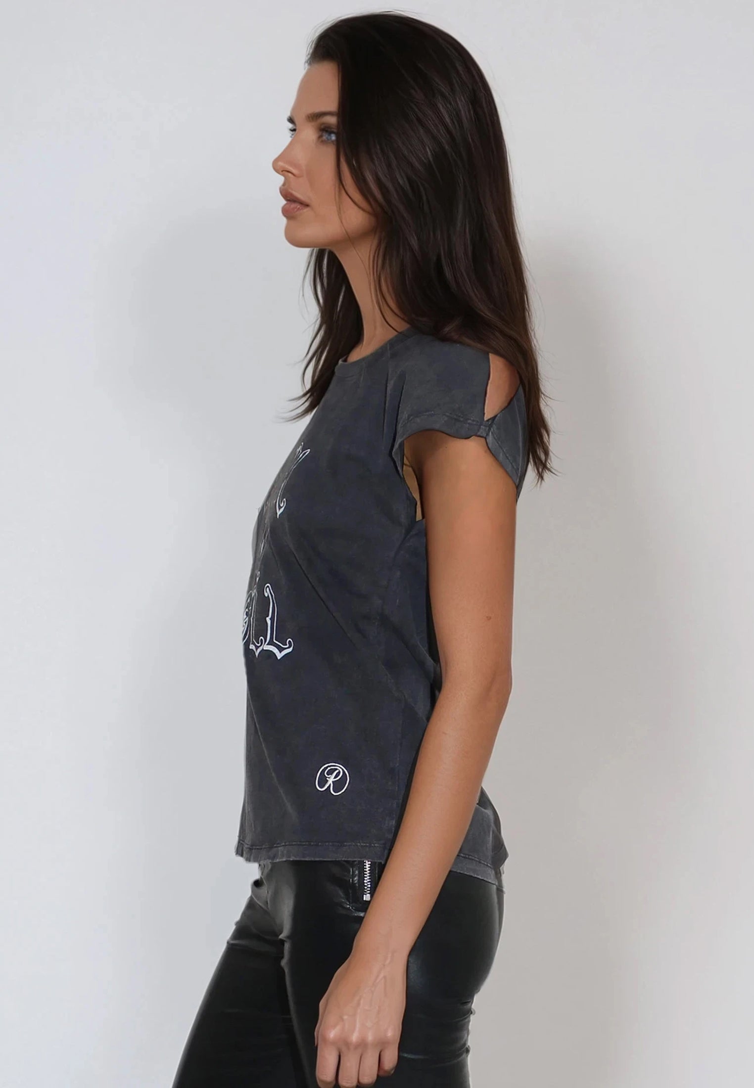 SPLIT SHOULDER T-SHIRT VINTAGE BLACK
