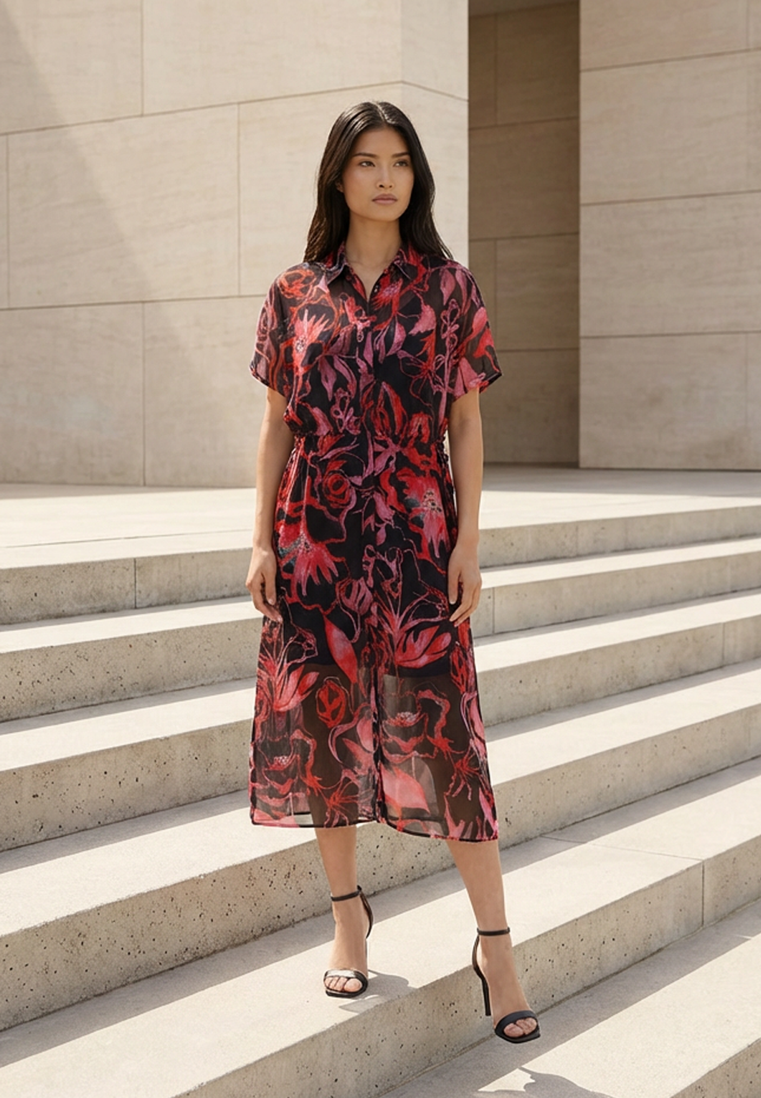 NOBLE SHIRTDRESS RISE POPPY RED
