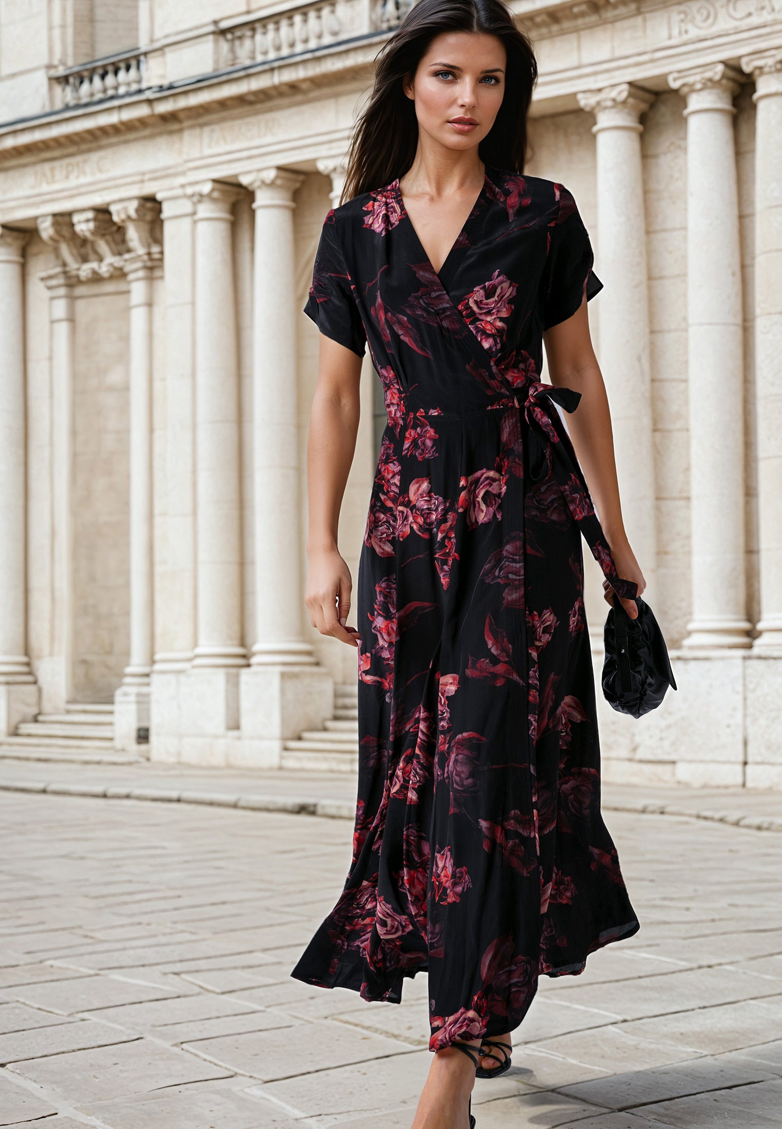 FADE WRAP DRESS RED