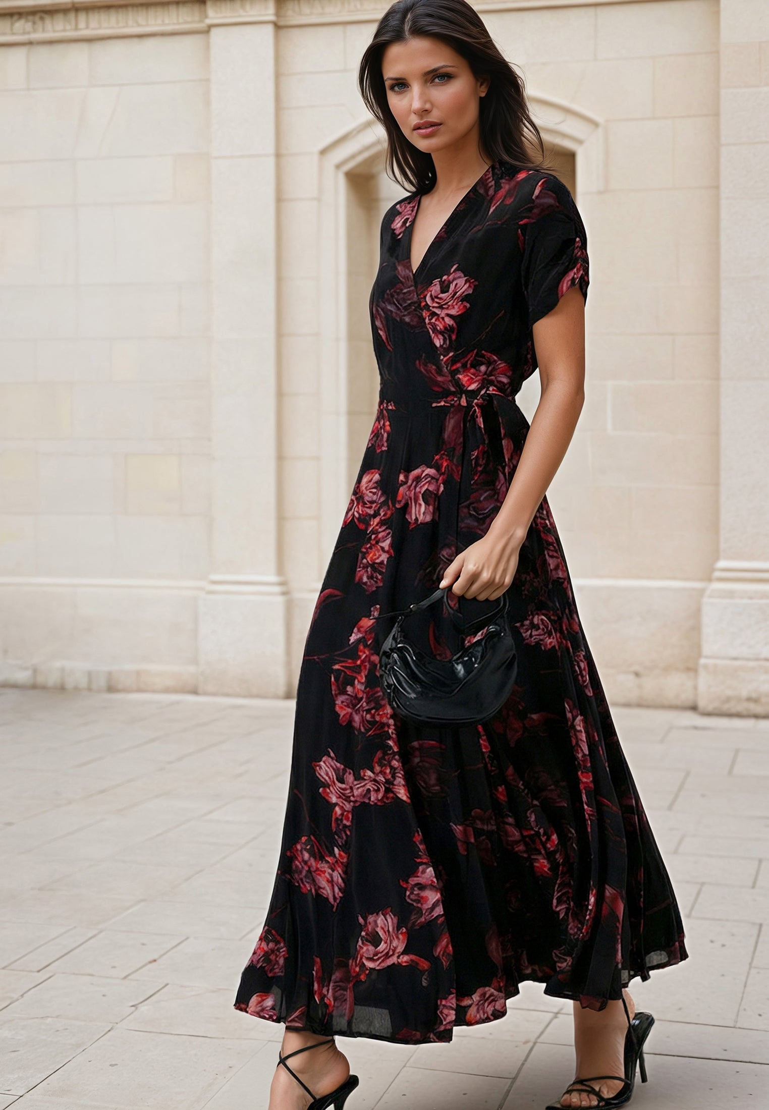FADE WRAP DRESS RED