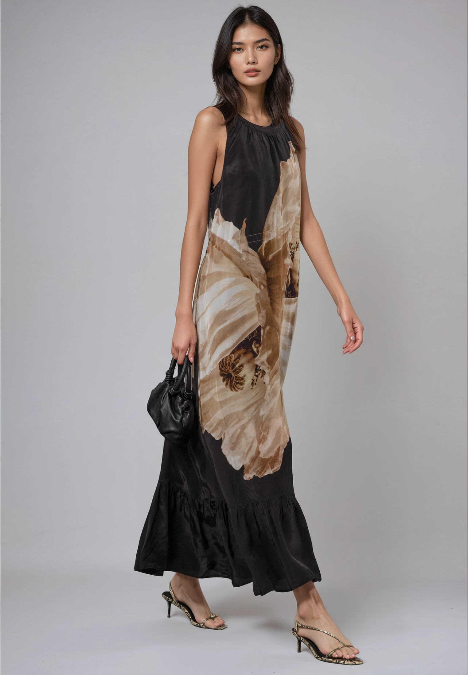 TWIST MAXI DRESS CHARM SEPIA