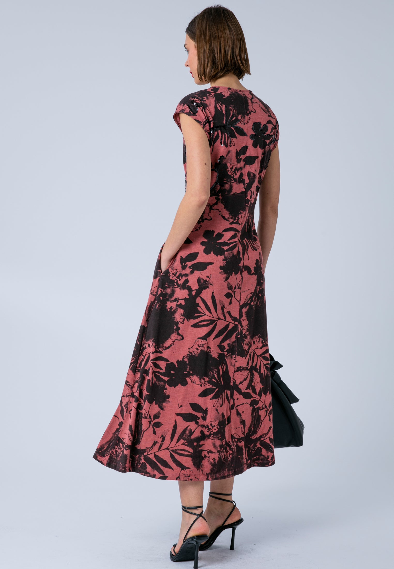 LIBBY BEADED DRESS BURNT CORAL