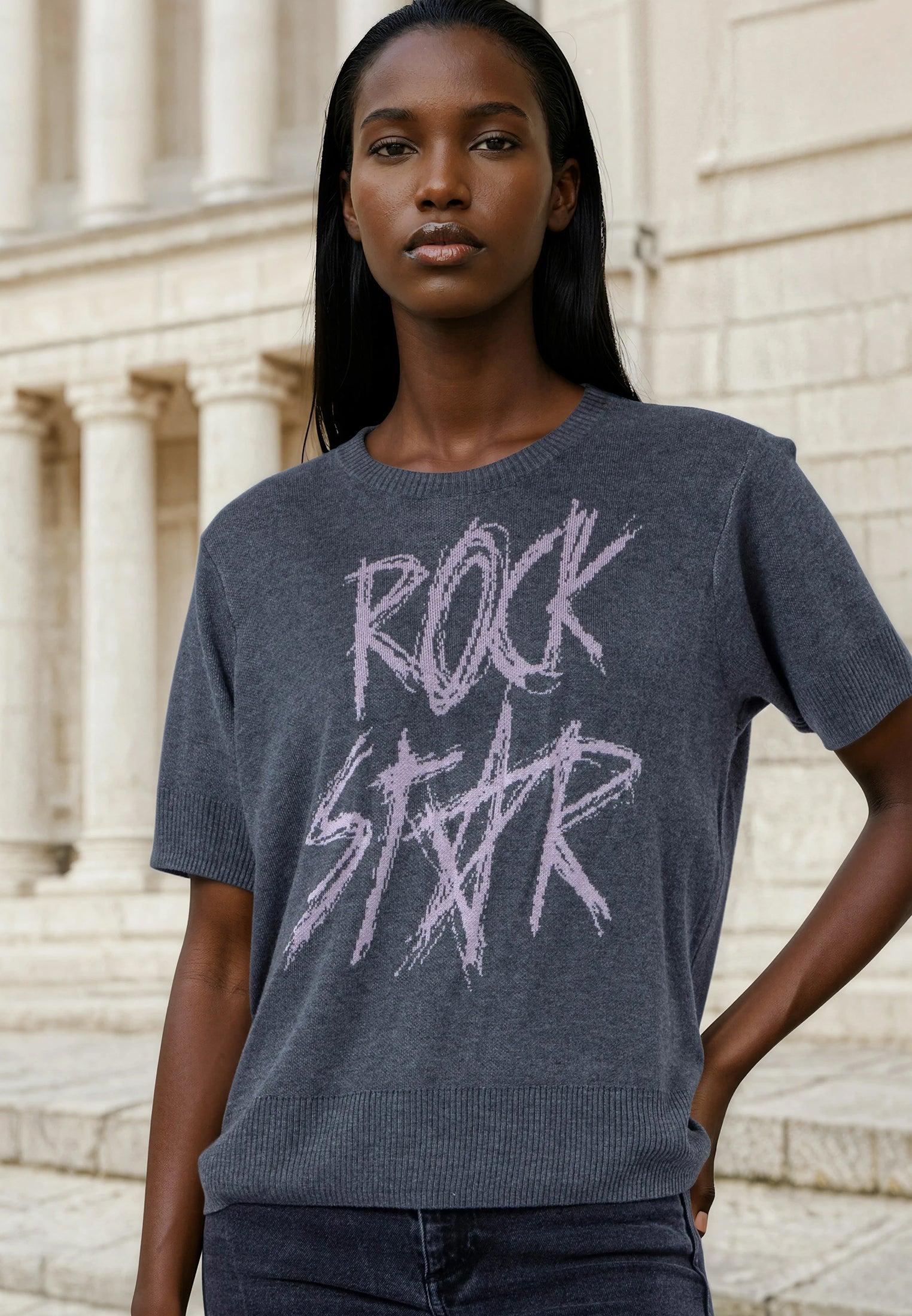 ROSIE ROCK STAR JUMPER GREY MARL