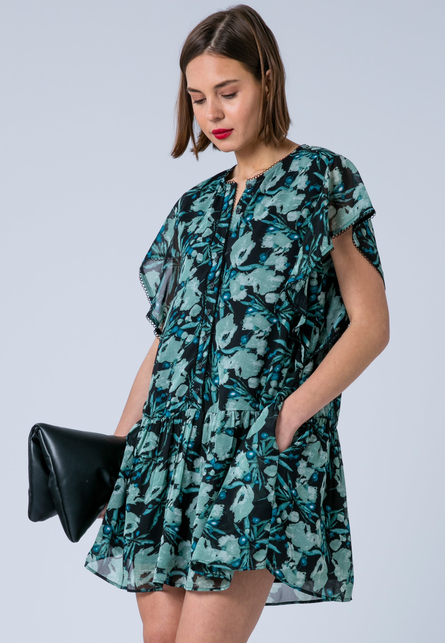 RELIGION Ara Floral Prime Print Green Tunic Dress RELIGION Ara Floral Prime Print Green Tunic Dress