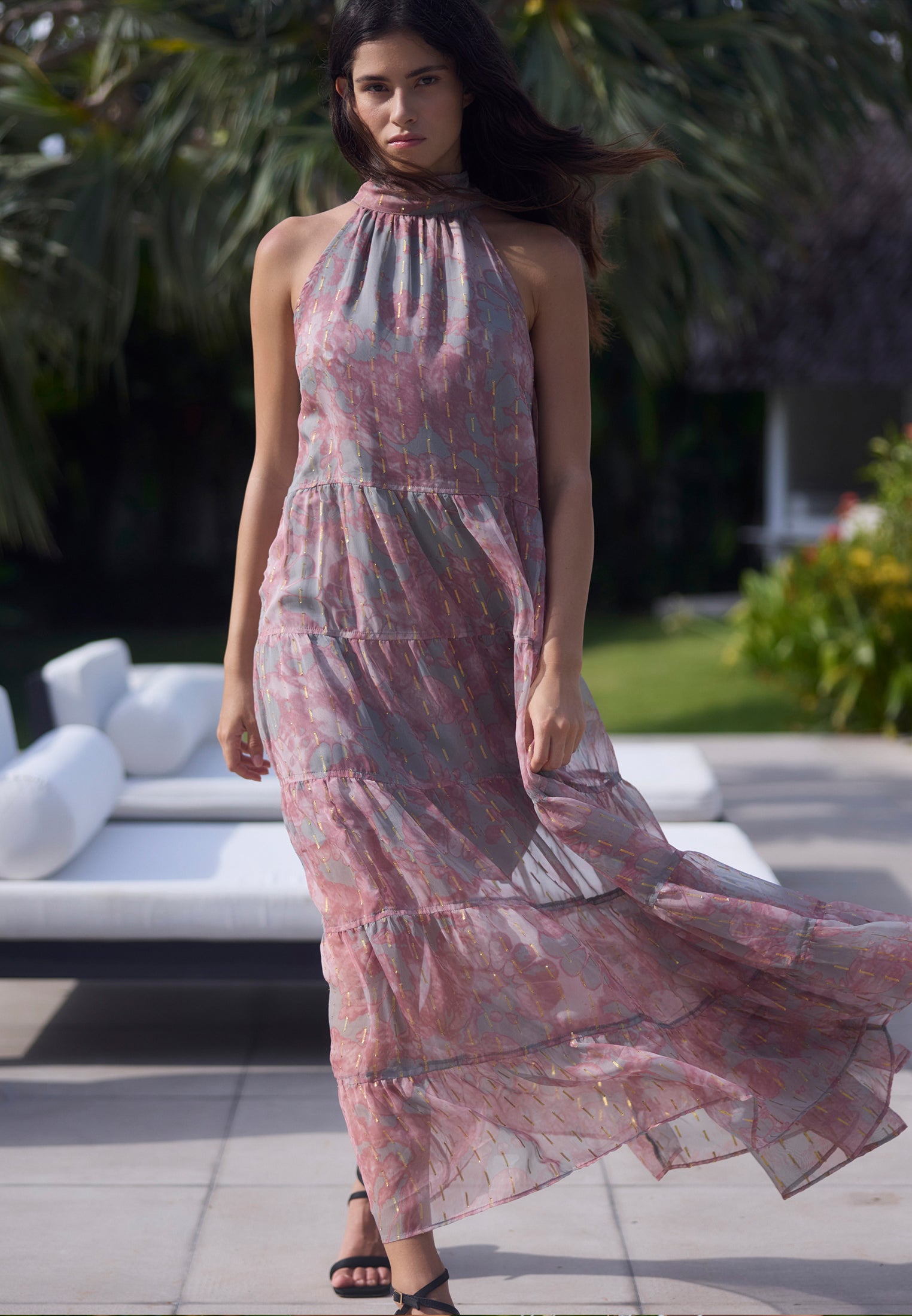 CITRINE MAXI DRESS PINK & GREY