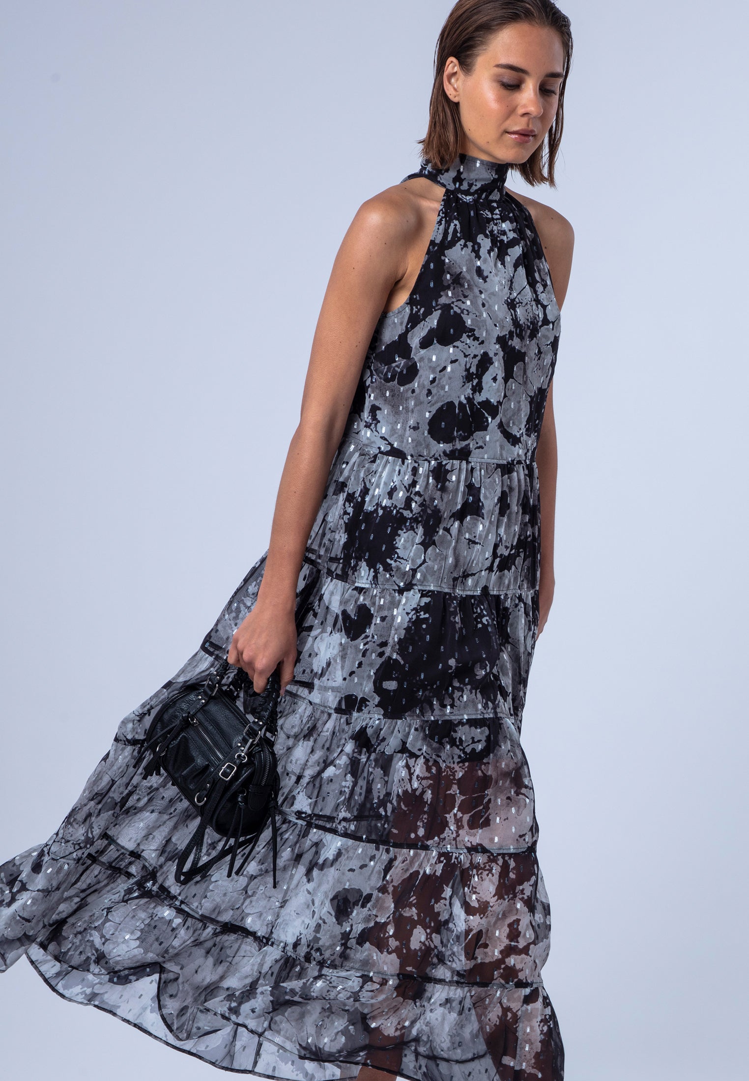 CITRINE MAXI DRESS JET BLACK & WHITE