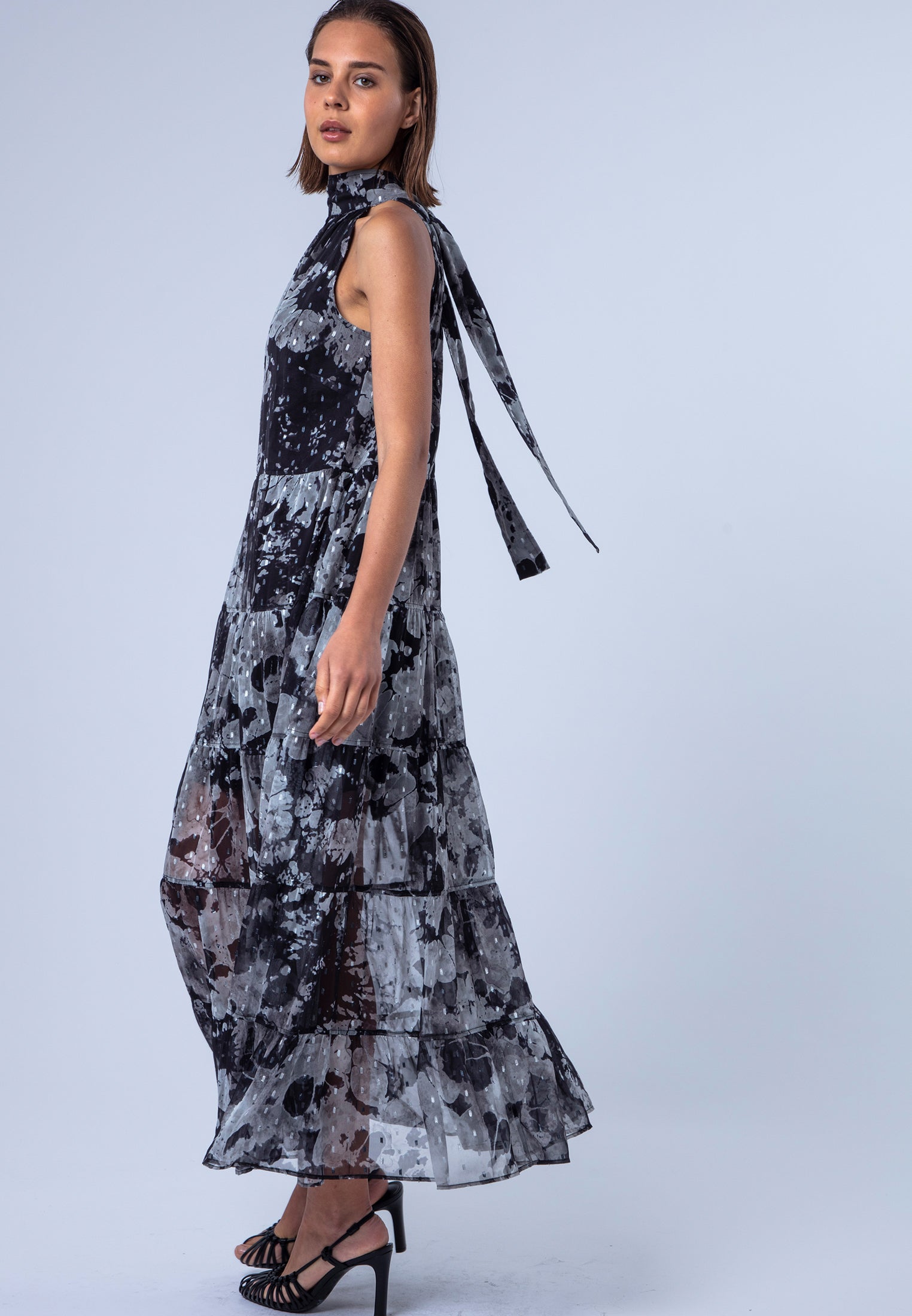 CITRINE MAXI DRESS JET BLACK & WHITE