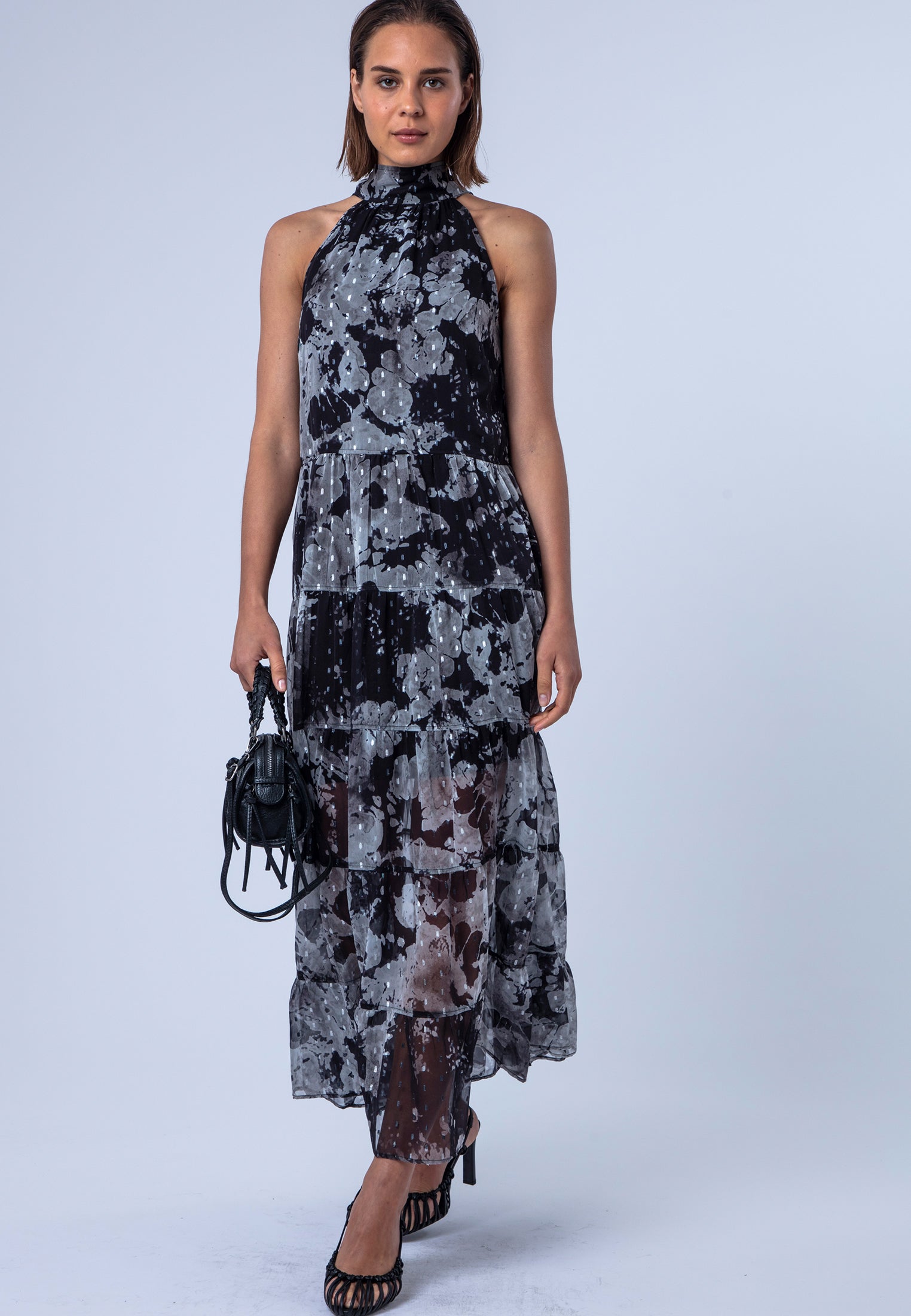CITRINE MAXI DRESS JET BLACK & WHITE
