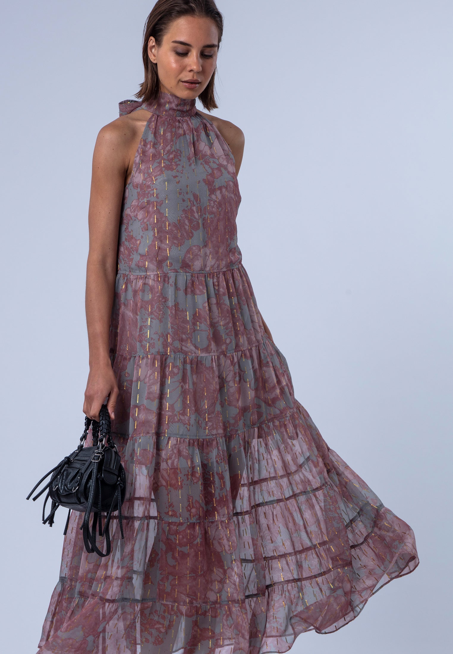 CITRINE MAXI DRESS PINK & GREY