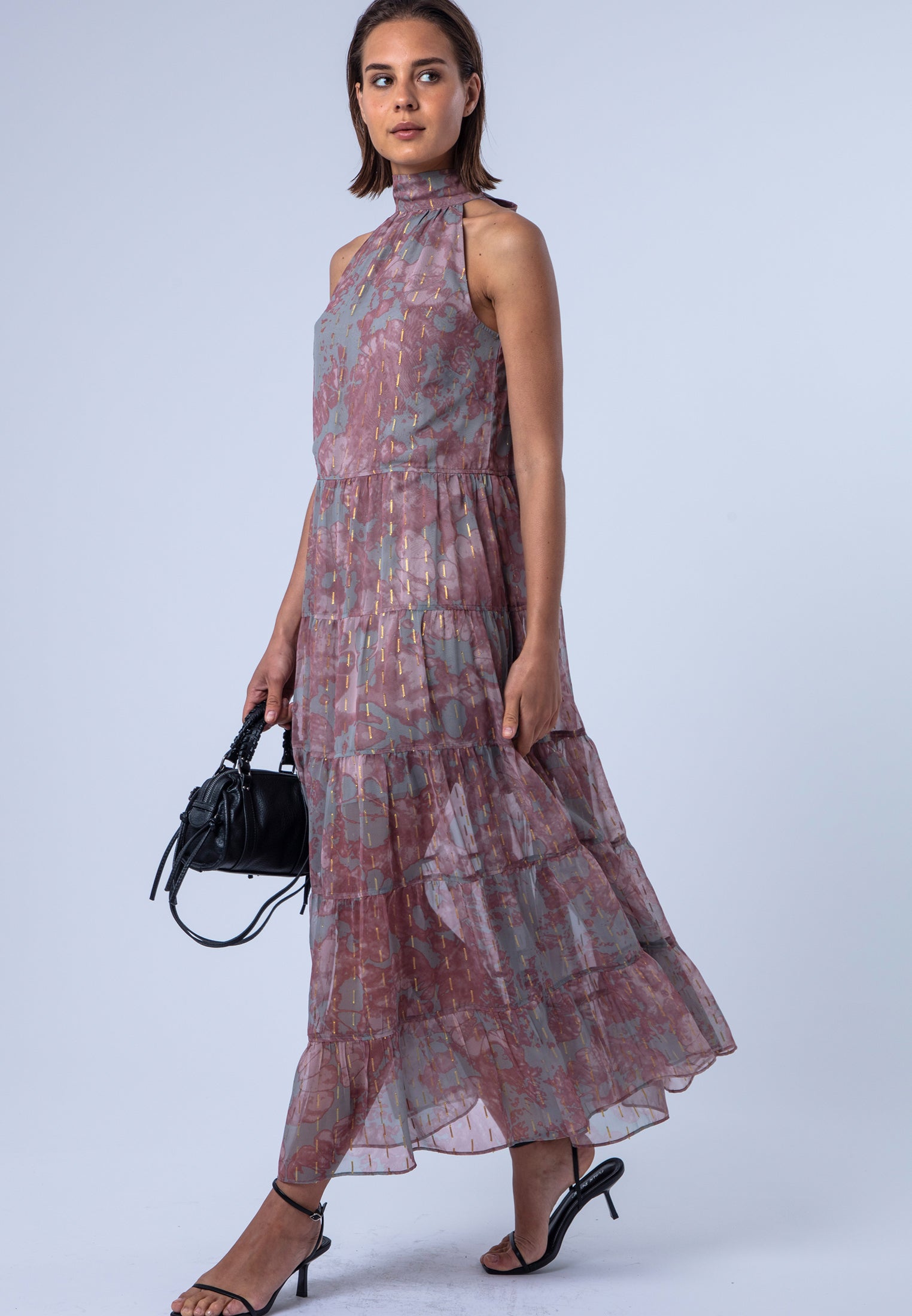 CITRINE MAXI DRESS PINK & GREY