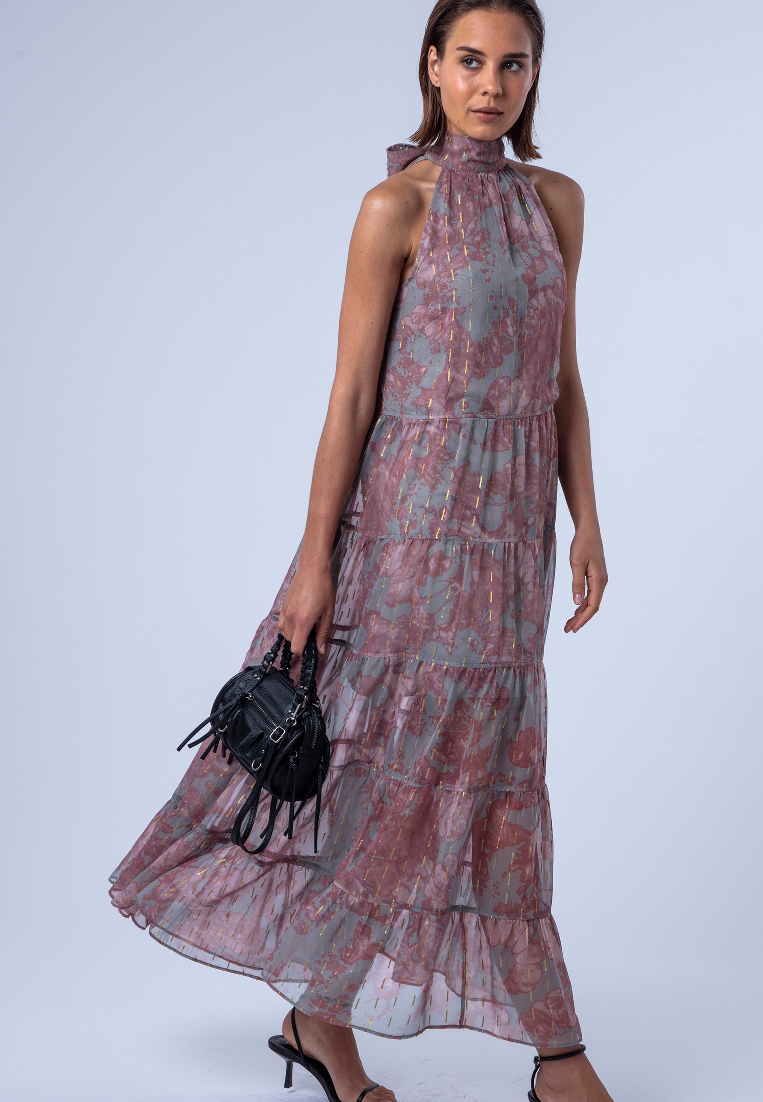 CITRINE MAXI DRESS PINK & GREY