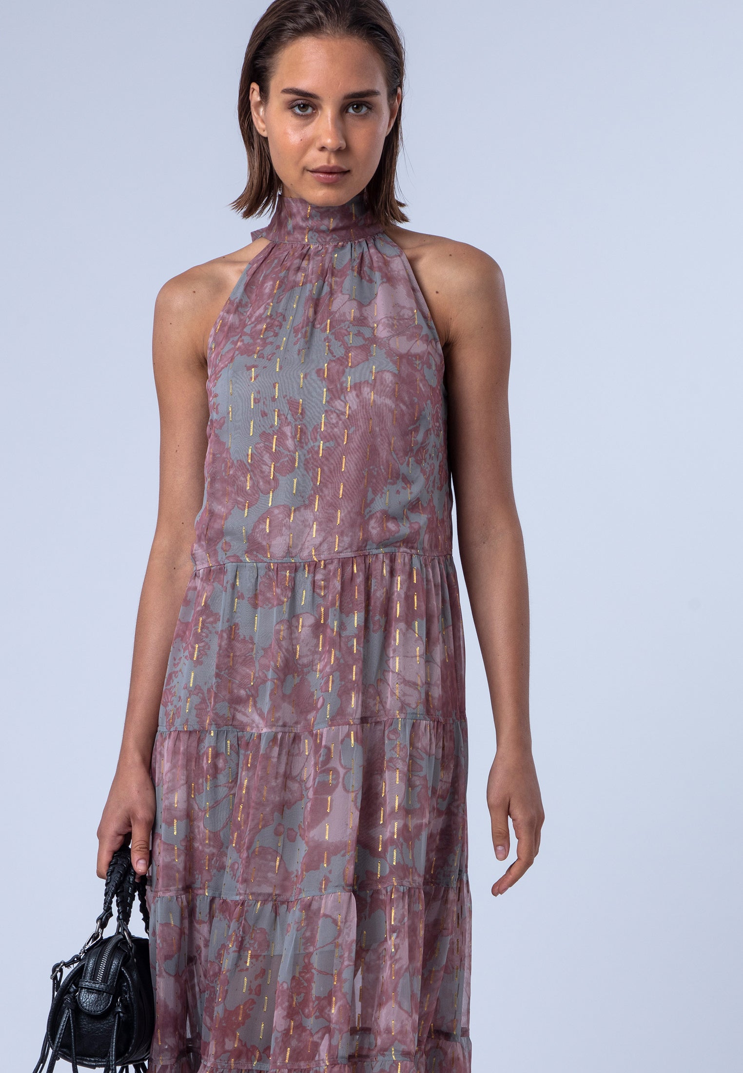CITRINE MAXI DRESS PINK & GREY