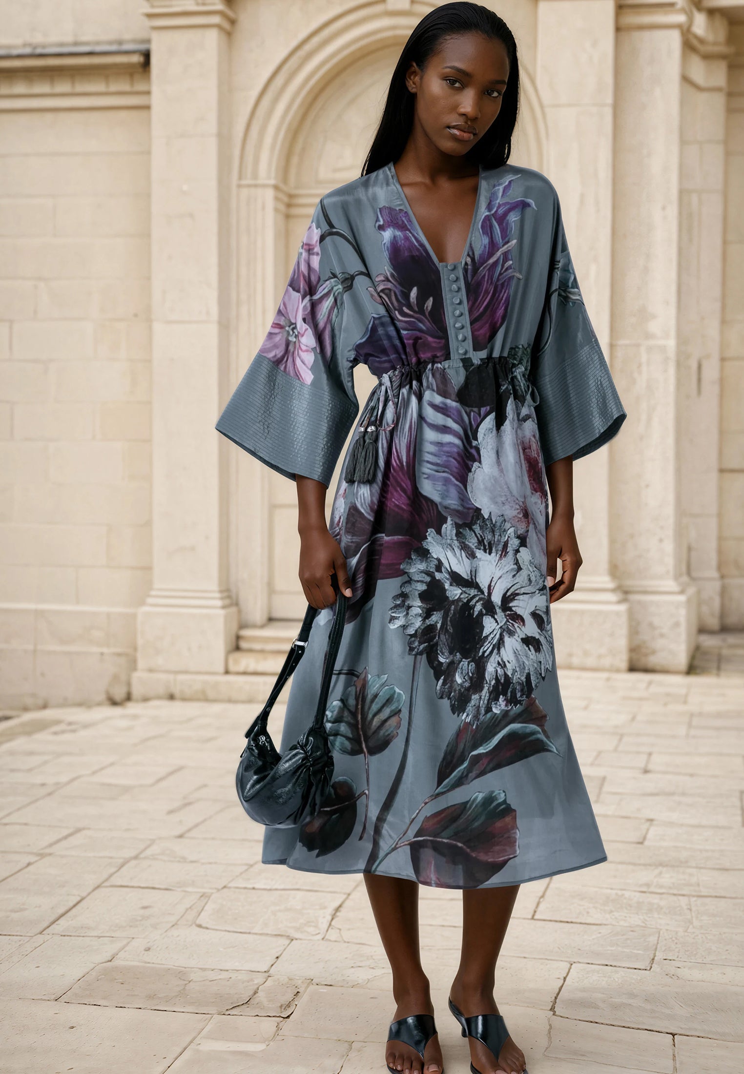 DENISE TUNIC FLORAL TAUPE