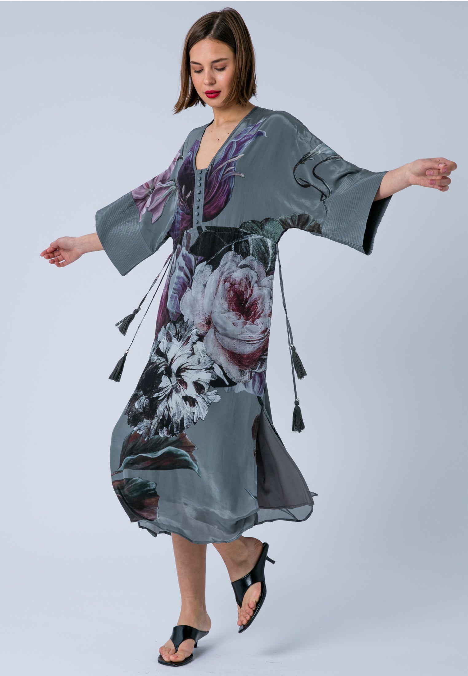 RELIGION Floral Taupe Print Denise Tunic Dress
