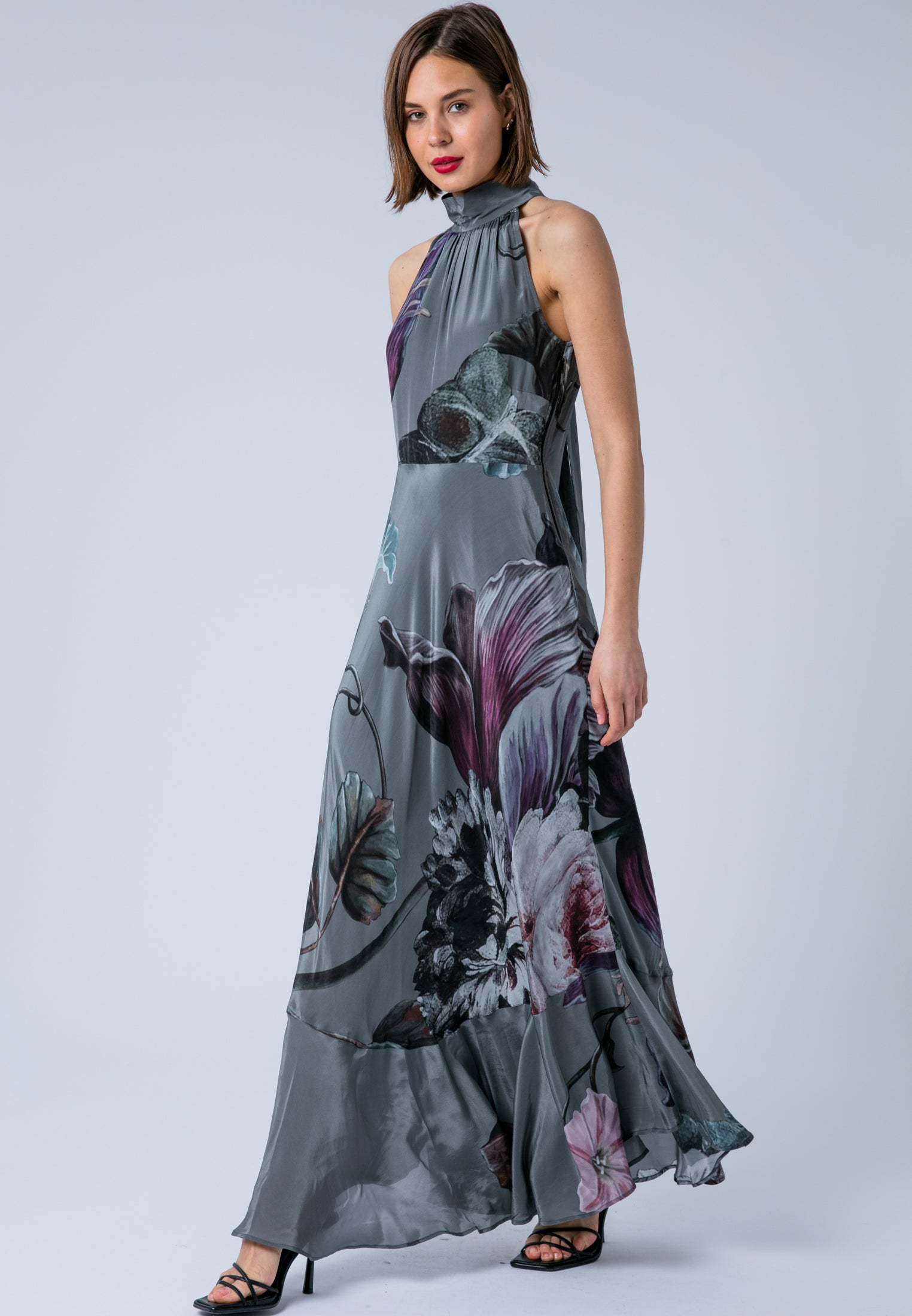 DENISE MAXI DRESS FLORAL TAUPE