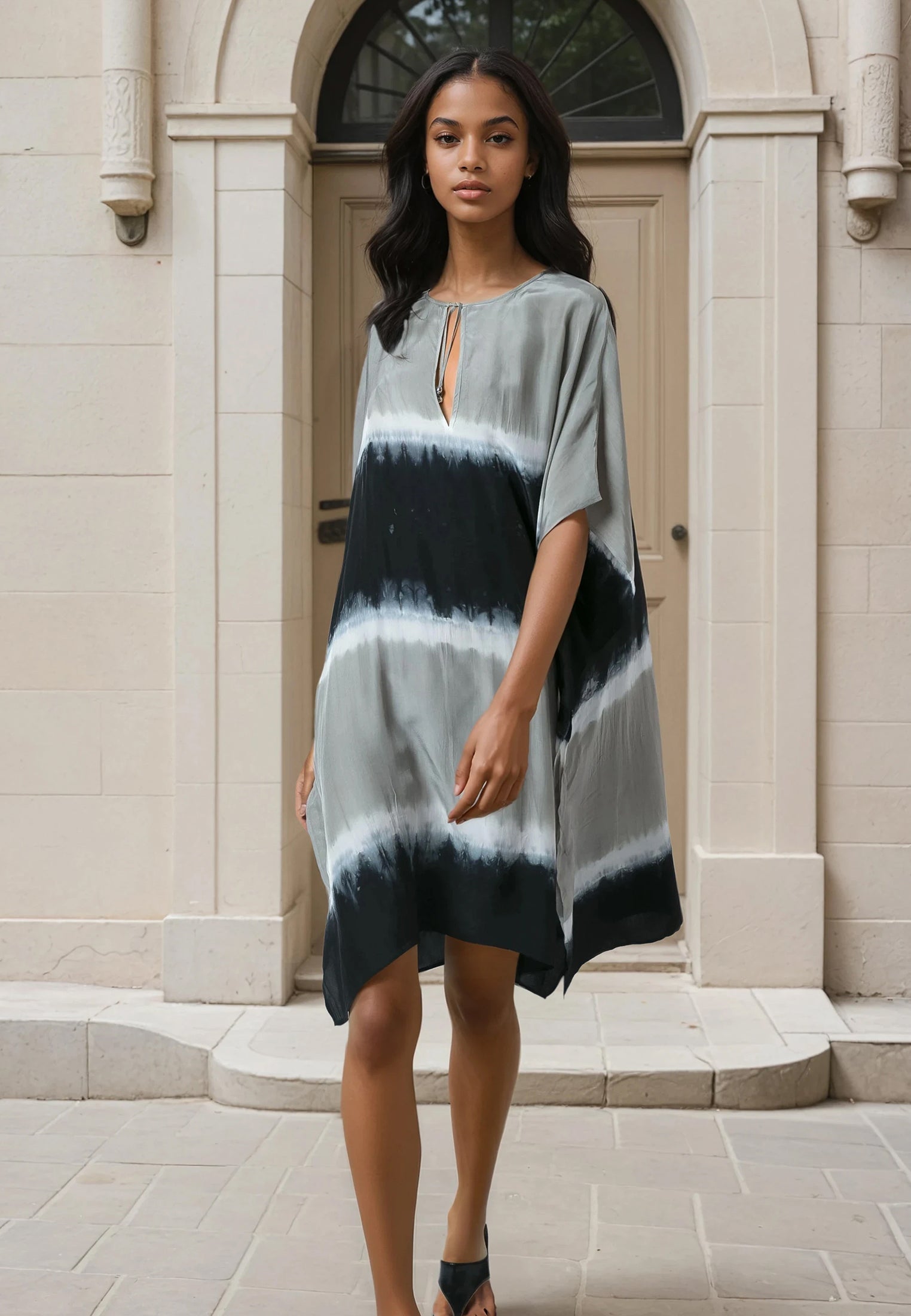 ELLA KAFTAN BLACK & GREY & WHITE