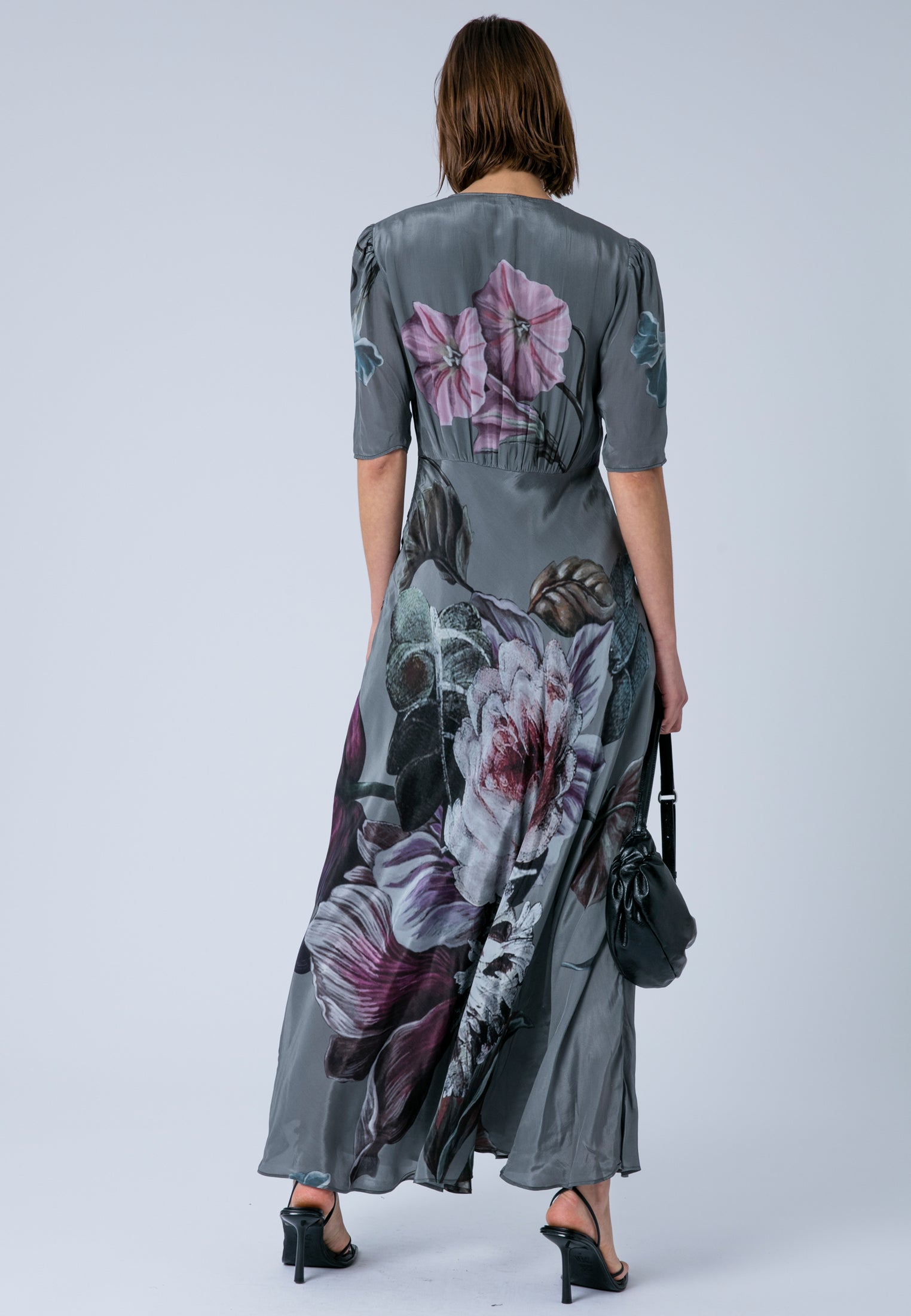 ENID MAXI TEA DRESS FLORAL TAUPE