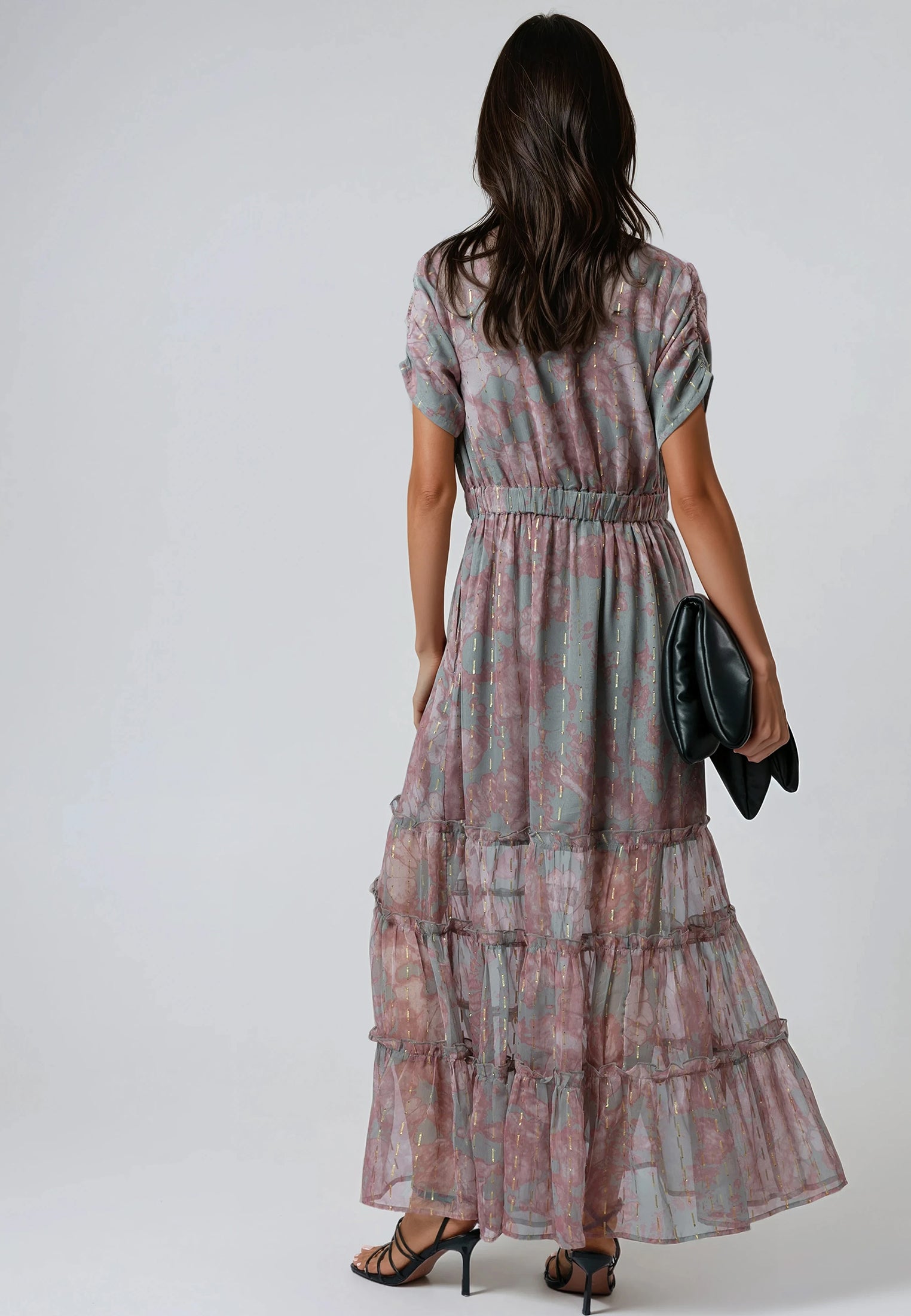 JESSIE MAXI DRESS PINK & GREY