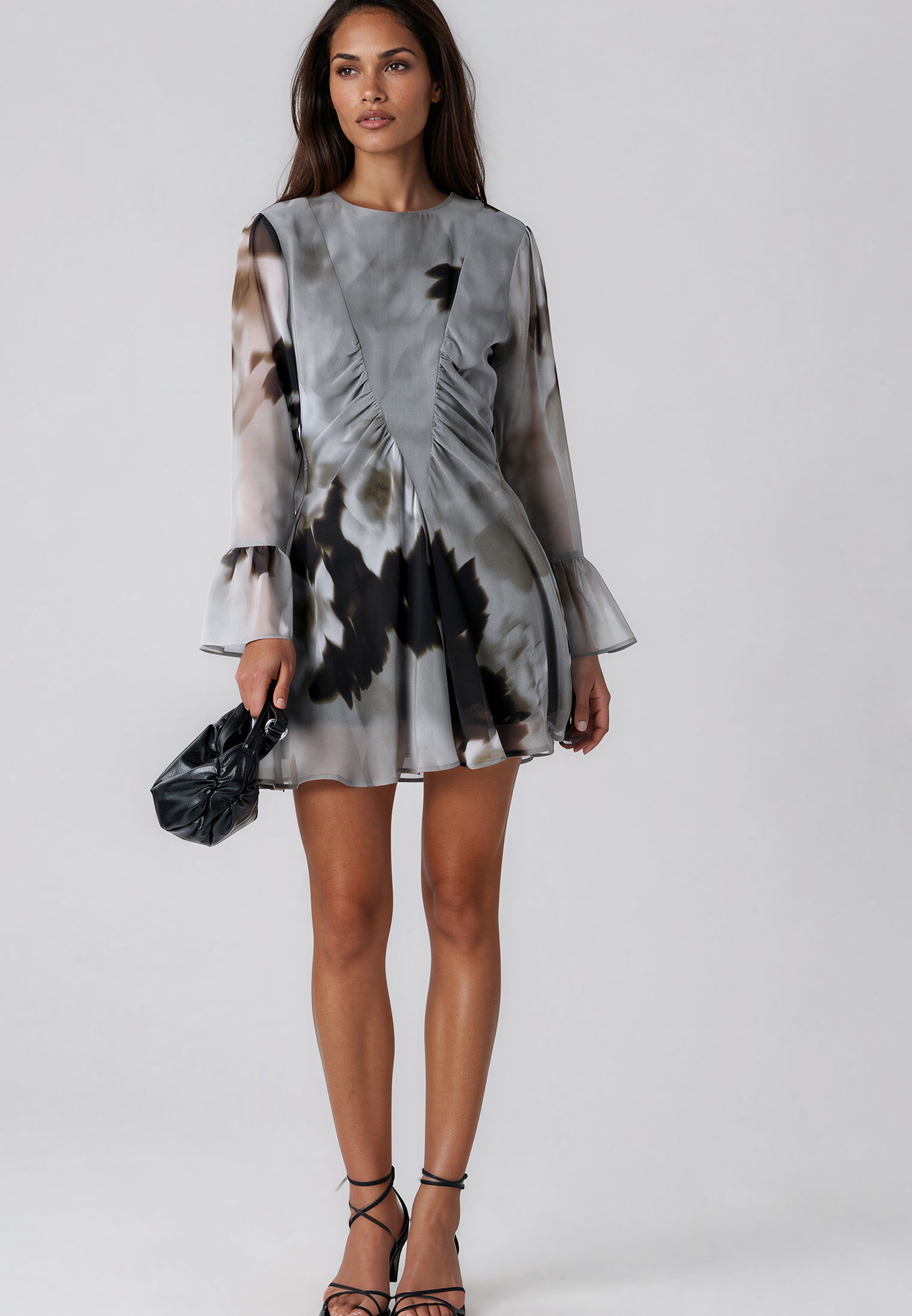 CORINNE SHORT DRESS BLUR SEPIA